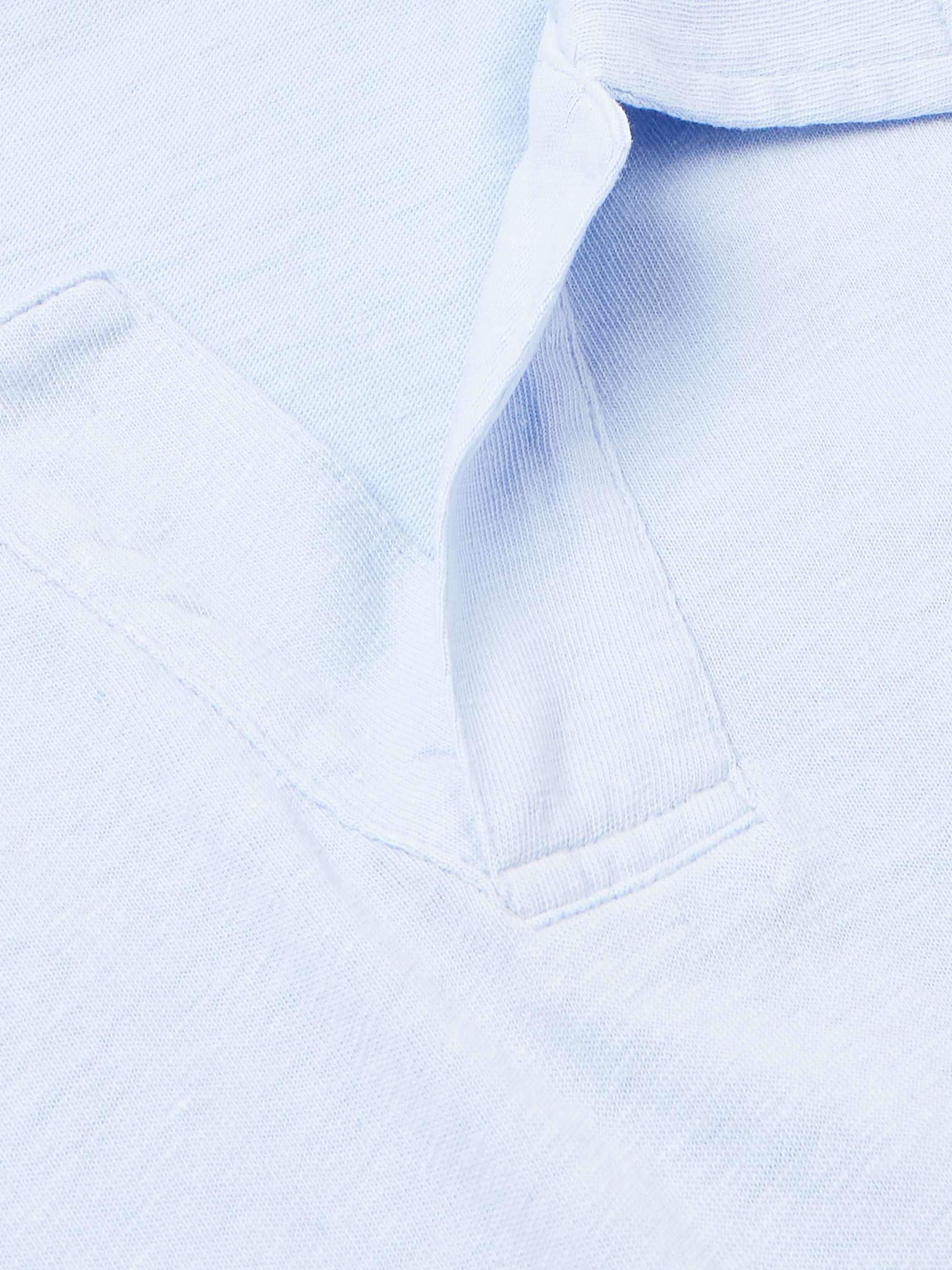 Logo-Embroidered Cotton and Linen-Blend Jersey Polo Shirt view