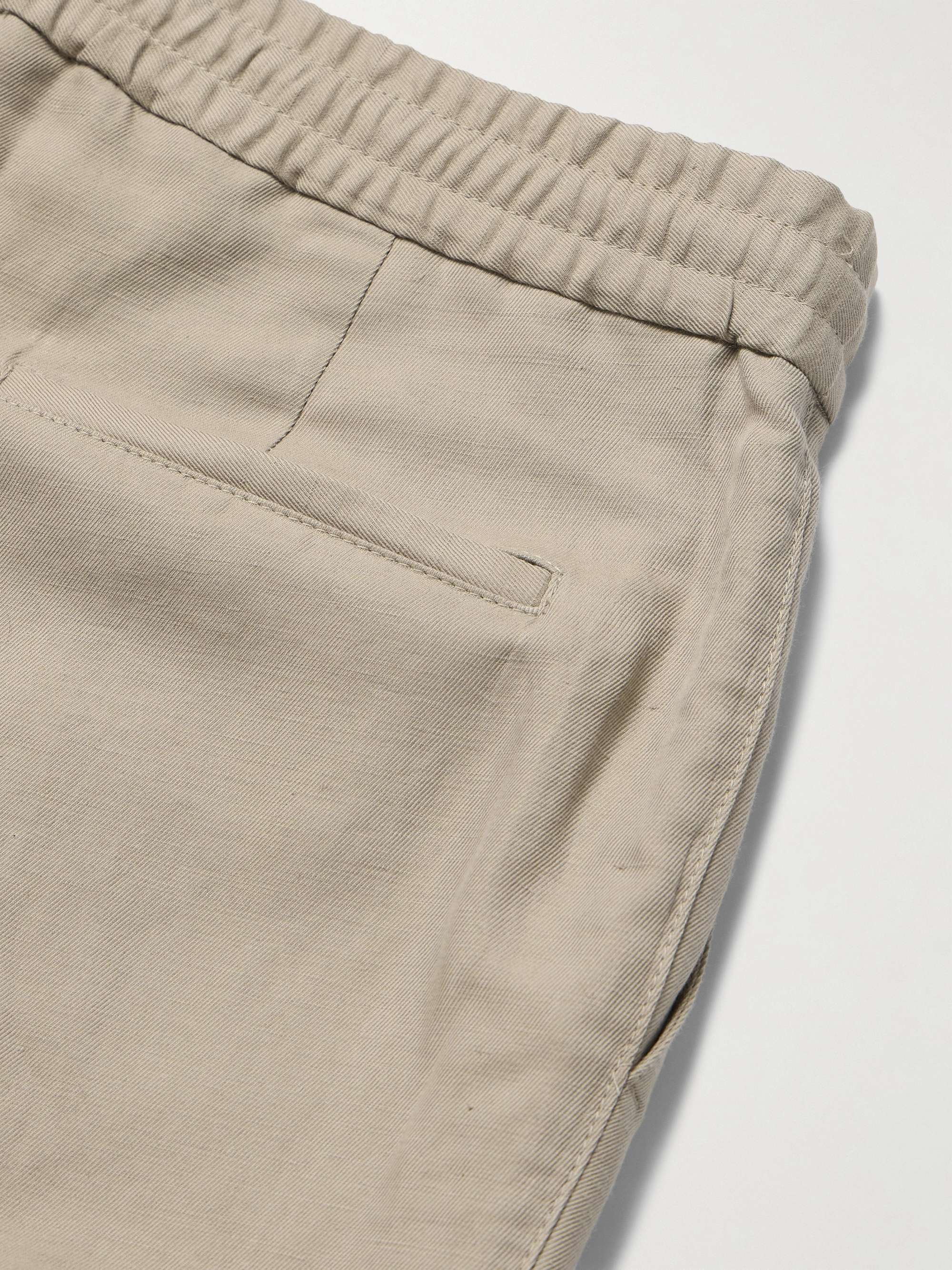 Straight-Leg Pleated Linen and Cotton-Blend Trousers view