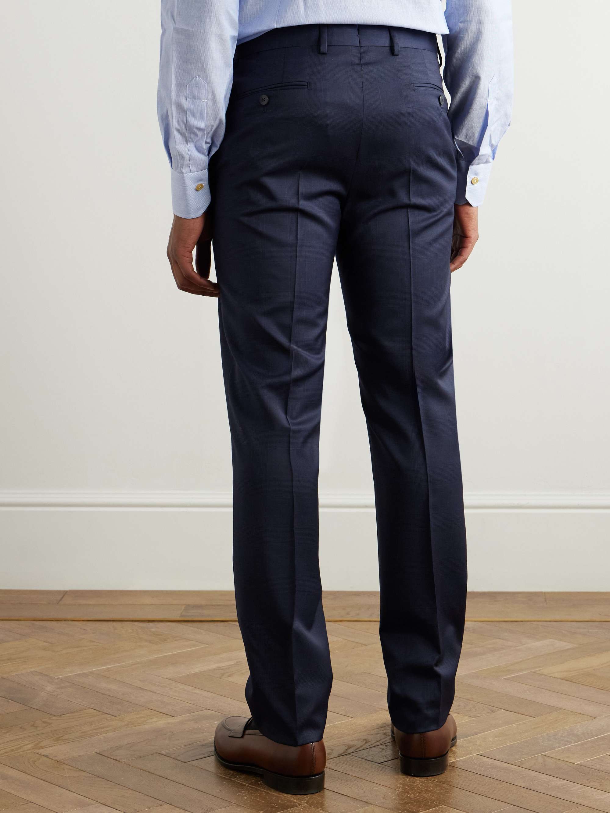Slim-Fit Prince of Wales Checked Wool Suit Trousers view
