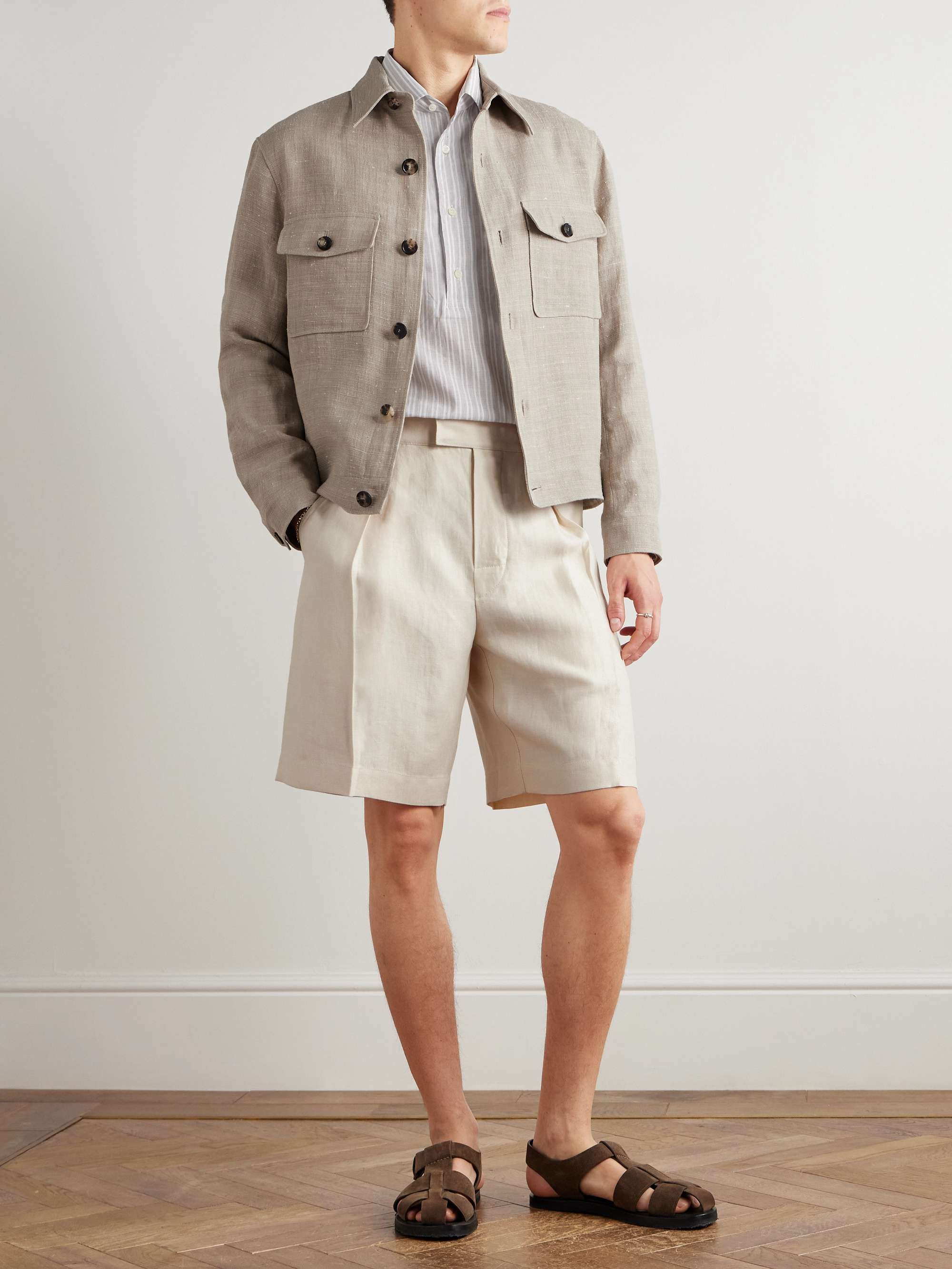 Clem Linen and Silk-Blend Trucker Jacket view