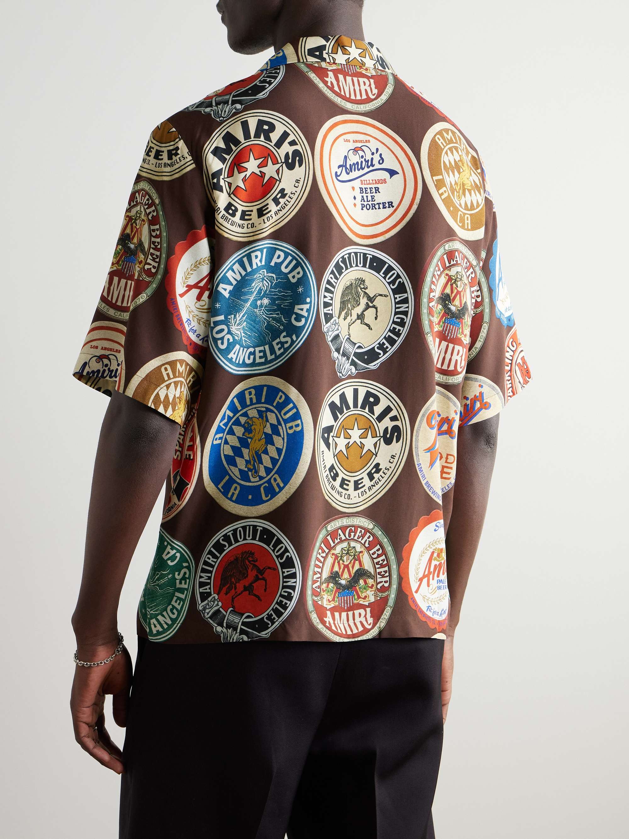 Convertible-Collar Logo-Print Voile Shirt view