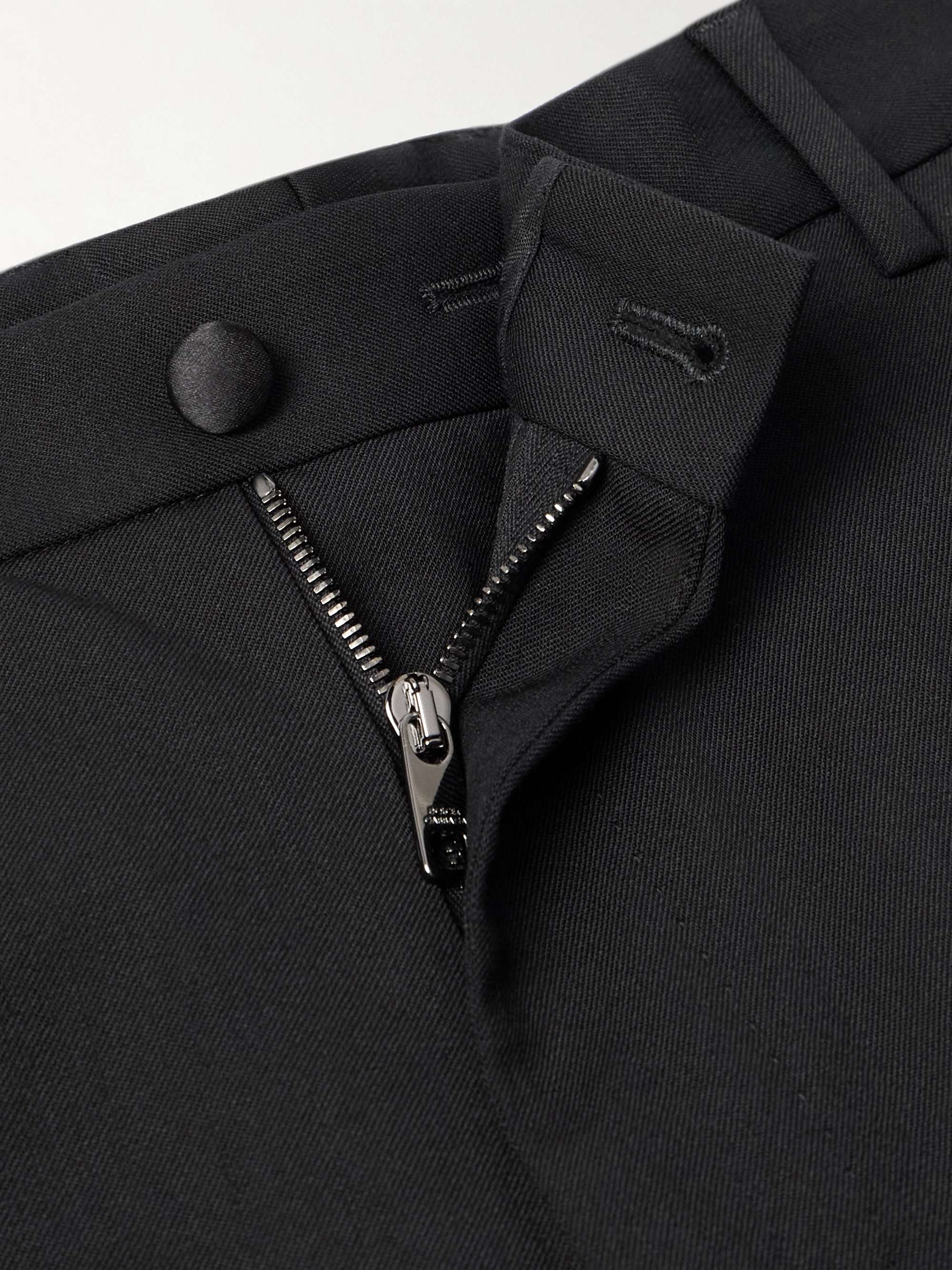 Straight-Leg Pleated Wool-Blend Twill Trousers view
