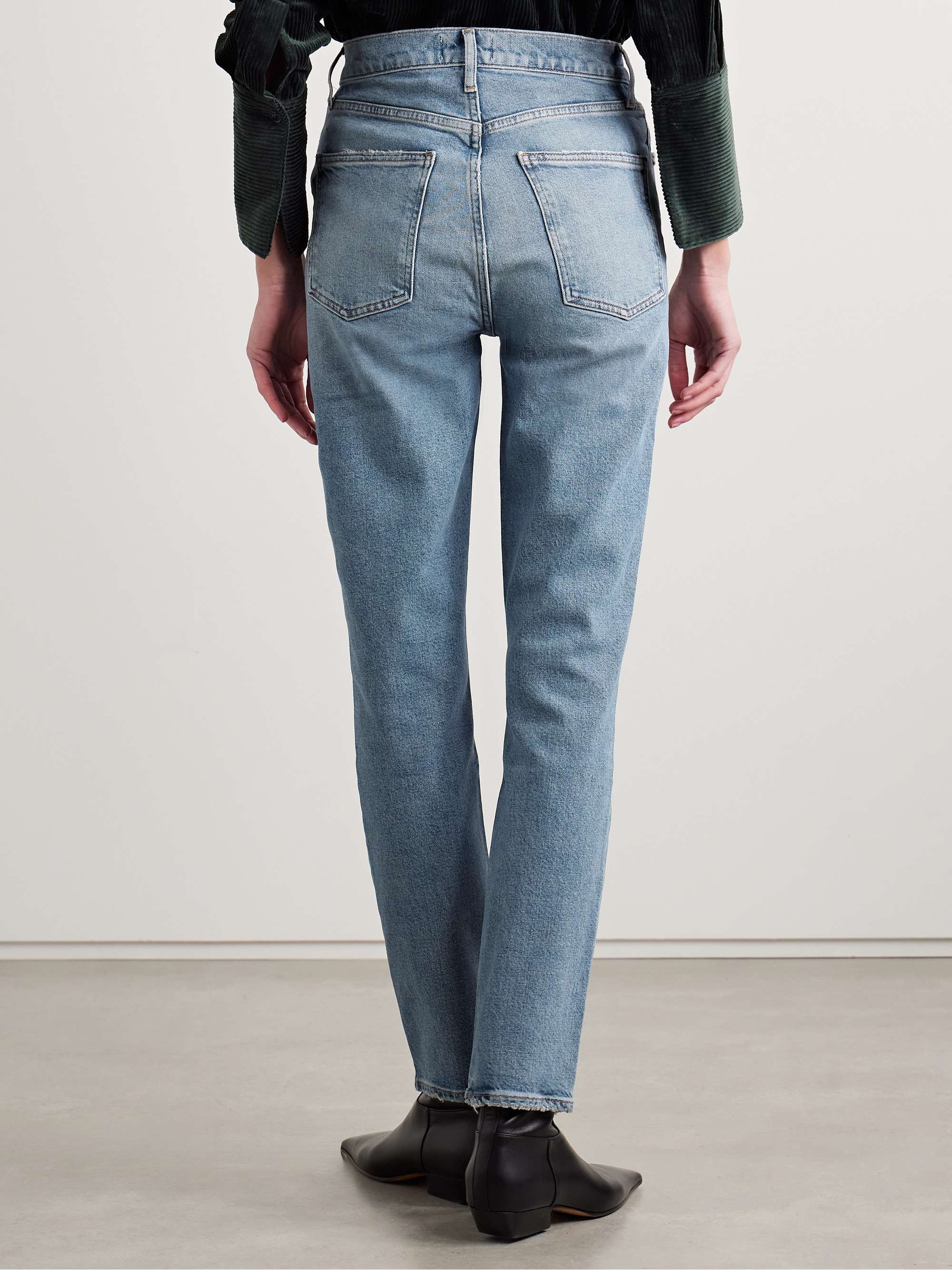 High Rise Stovepipe frayed straight-leg organic jeans view