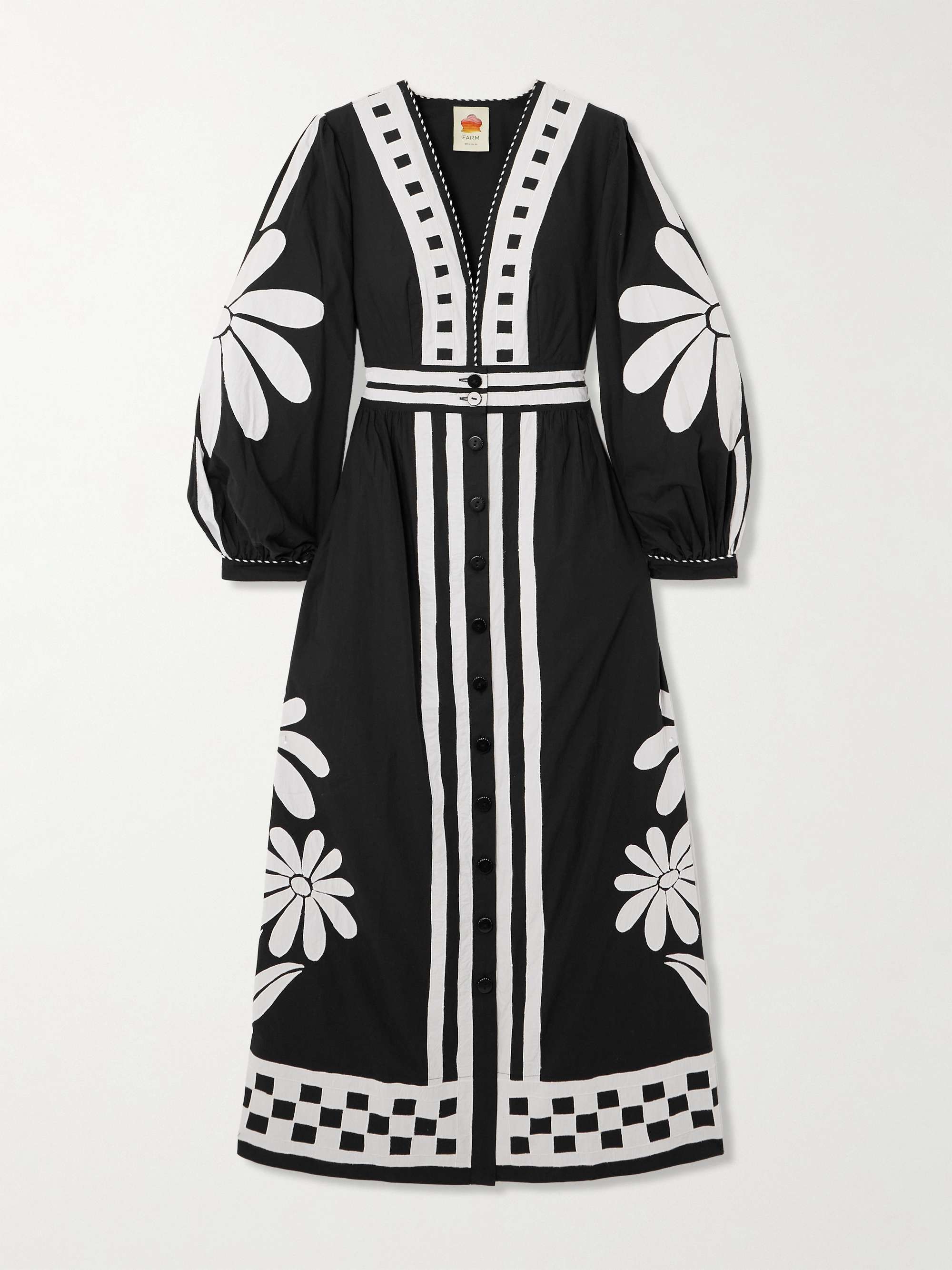 Nature appliquéd striped cotton-poplin maxi dress hero visual