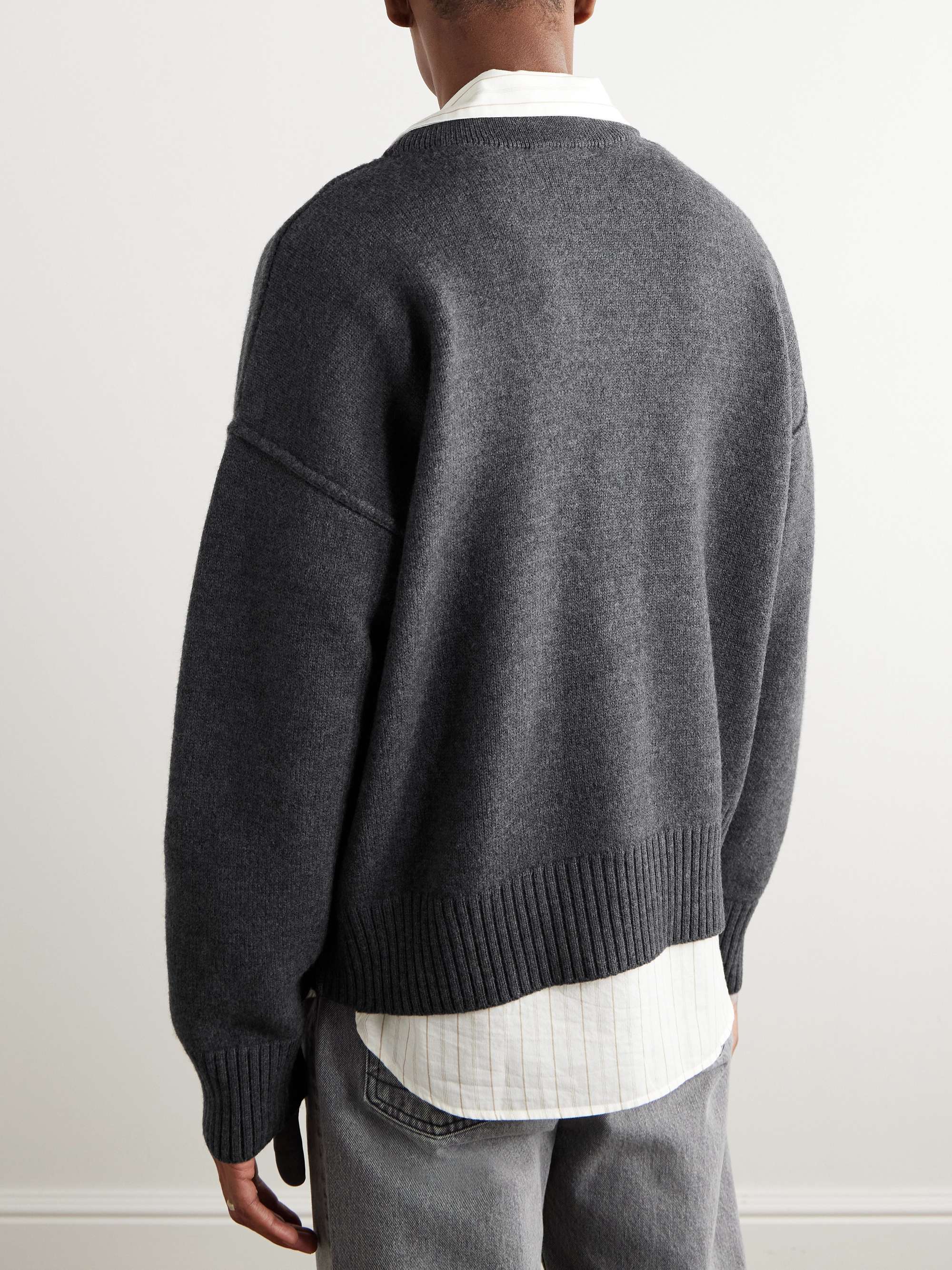 Logo-Intarsia Merino Wool Cardigan view