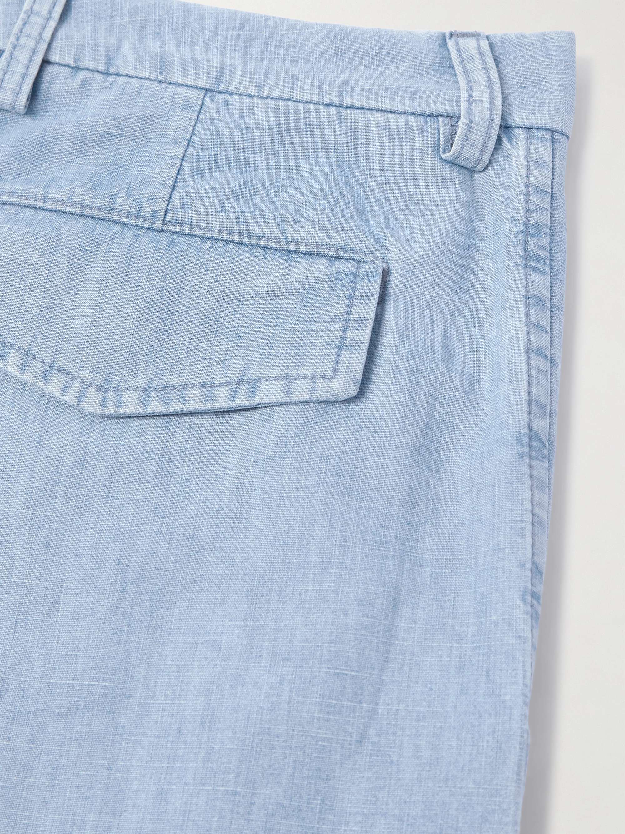 Wide-Leg Cotton-Chambray Trousers view