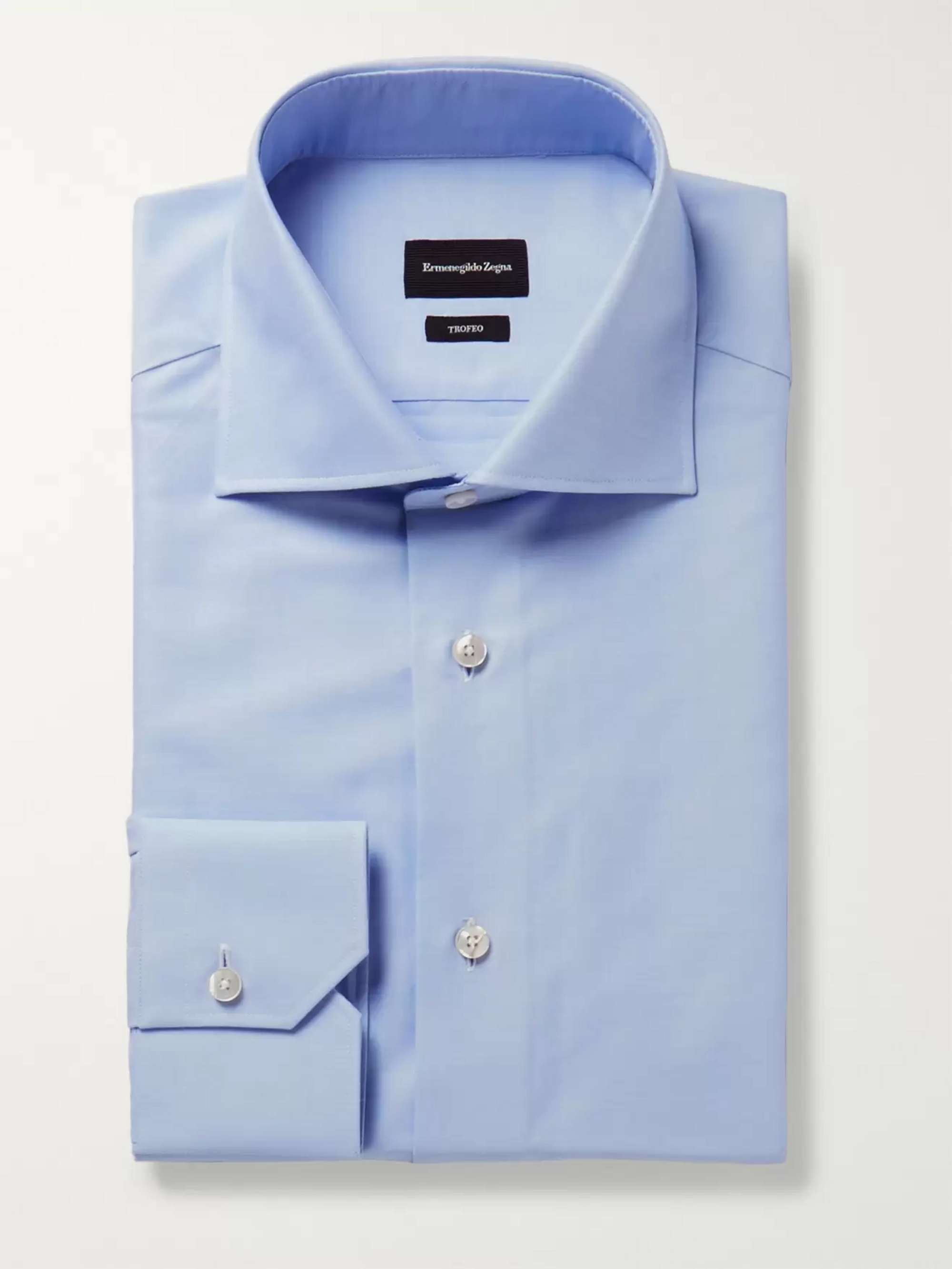 Light-Blue Trofeo Slim-Fit Cutaway-Collar Cotton-Poplin Shirt hero visual