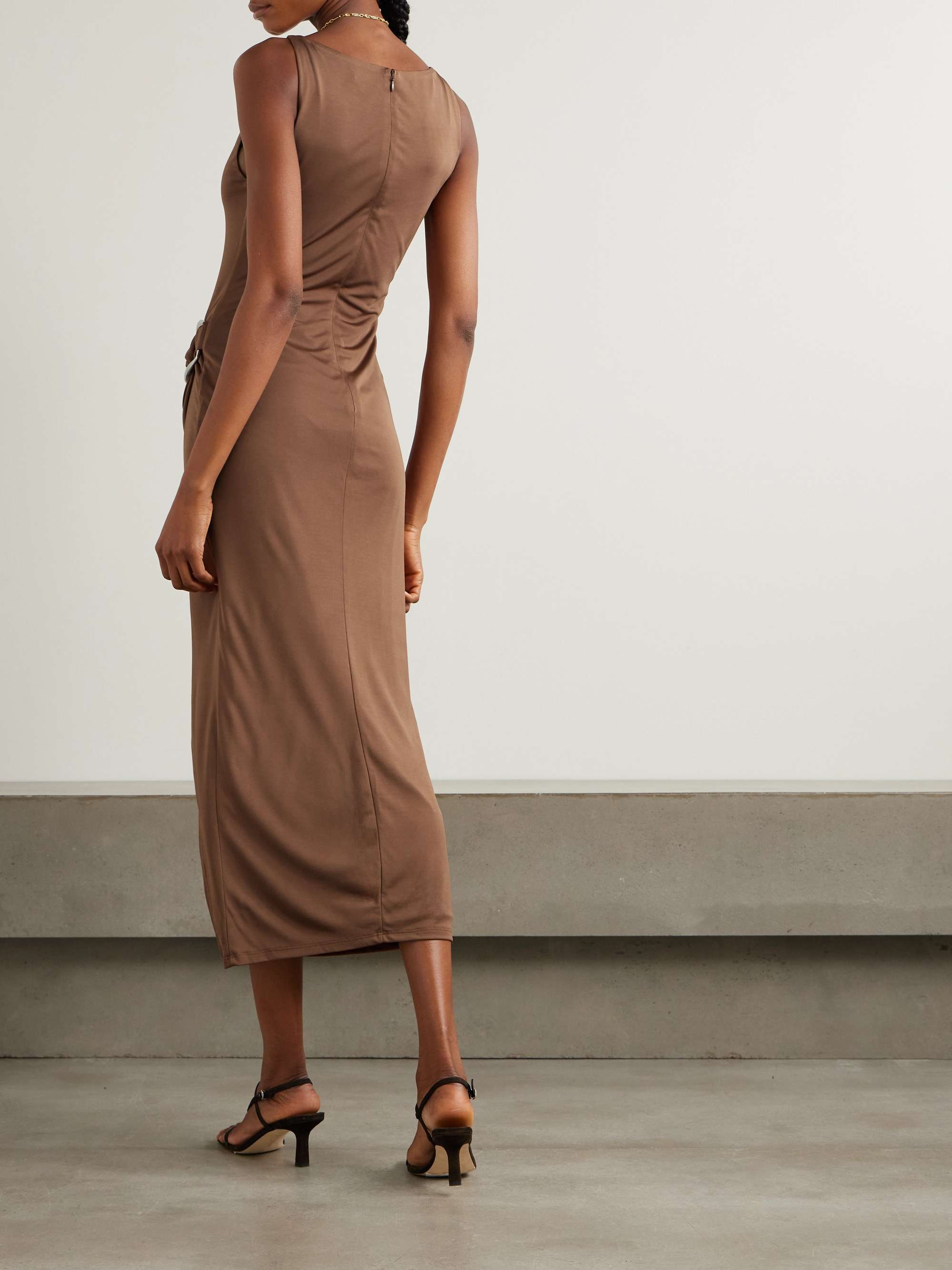 Talia buckled ruched jersey midi dress view