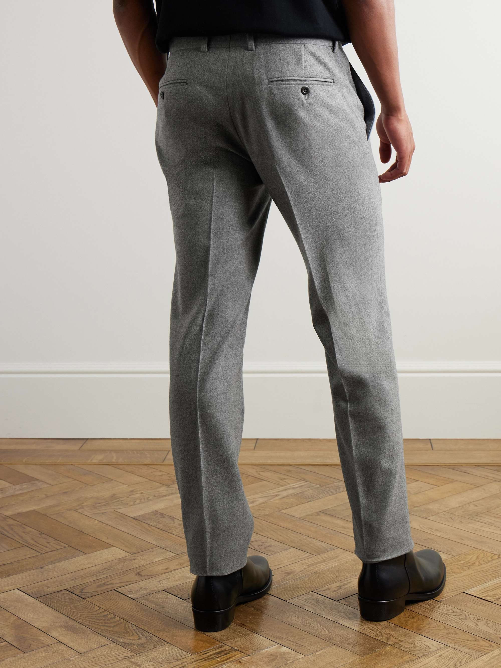 Modluca Straight-Leg Pleated Wool-Flannel Trousers view