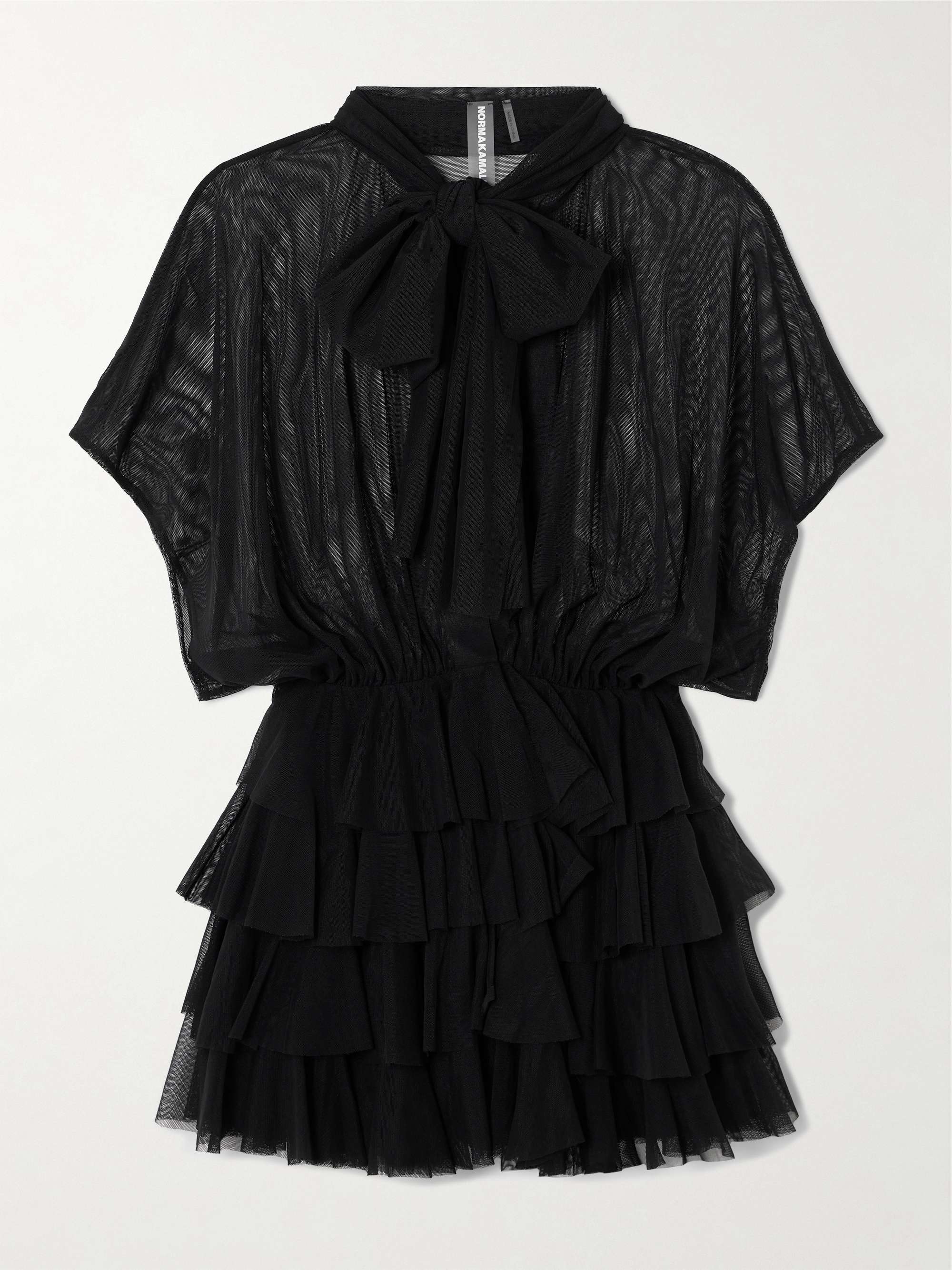 Lauren bow-detailed tiered ruffled tulle mini dress hero visual