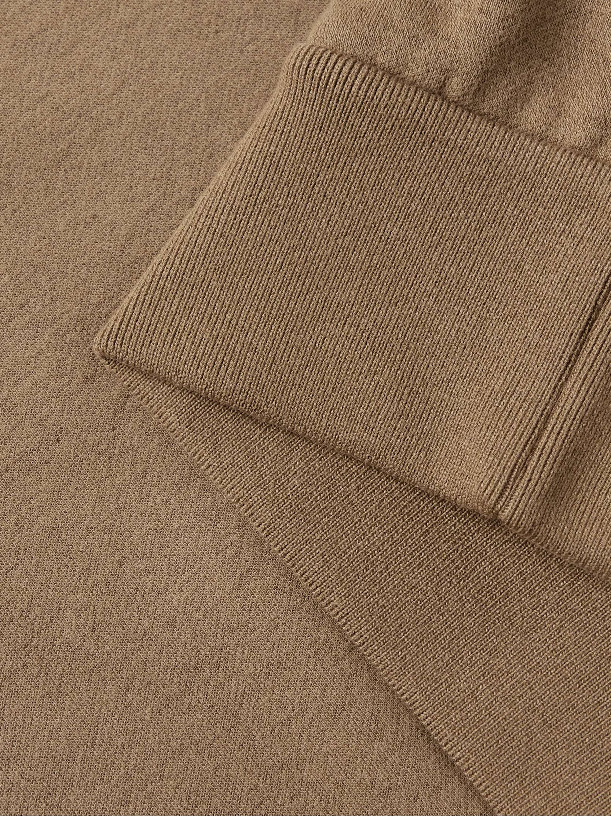 Leather-Trimmed Cotton-Blend Jersey Sweatshirt view