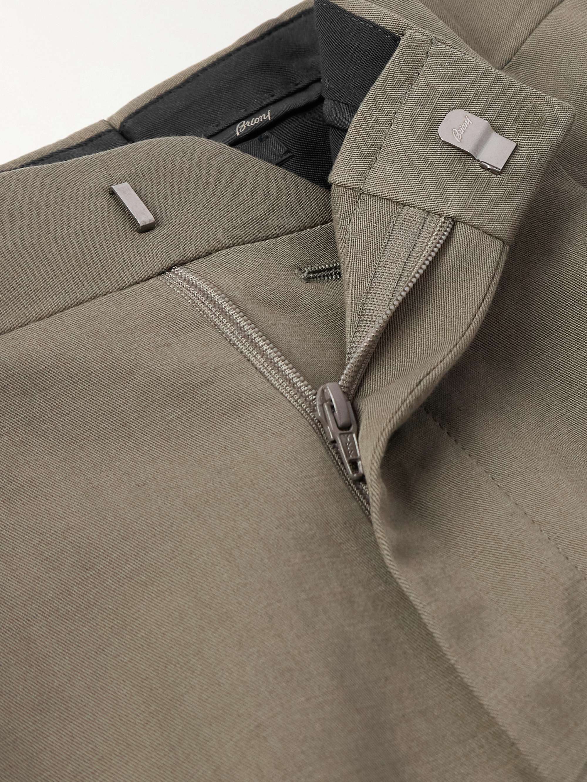 Pienza Tapered Pleated Linen and Cotton-Blend Trousers view
