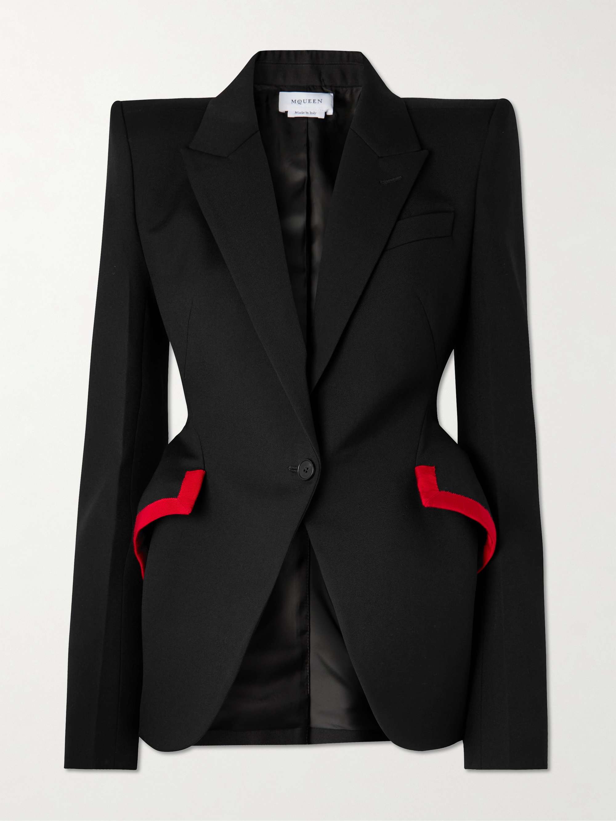 Grosgrain-trimmed embellished wool-gabardine blazer hero visual
