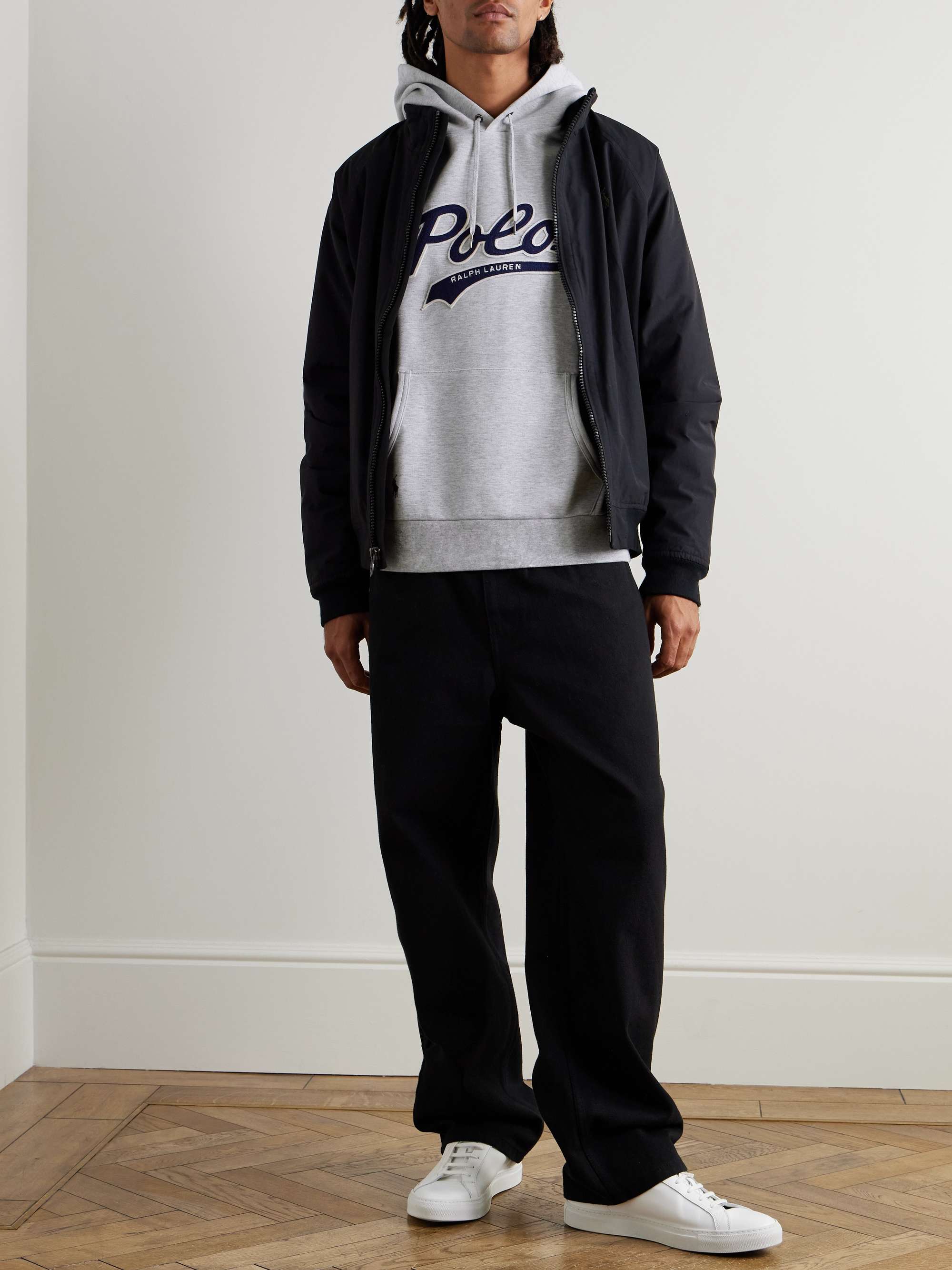 Logo-Appliquéd Embroidered Cotton-Jersey Hoodie view