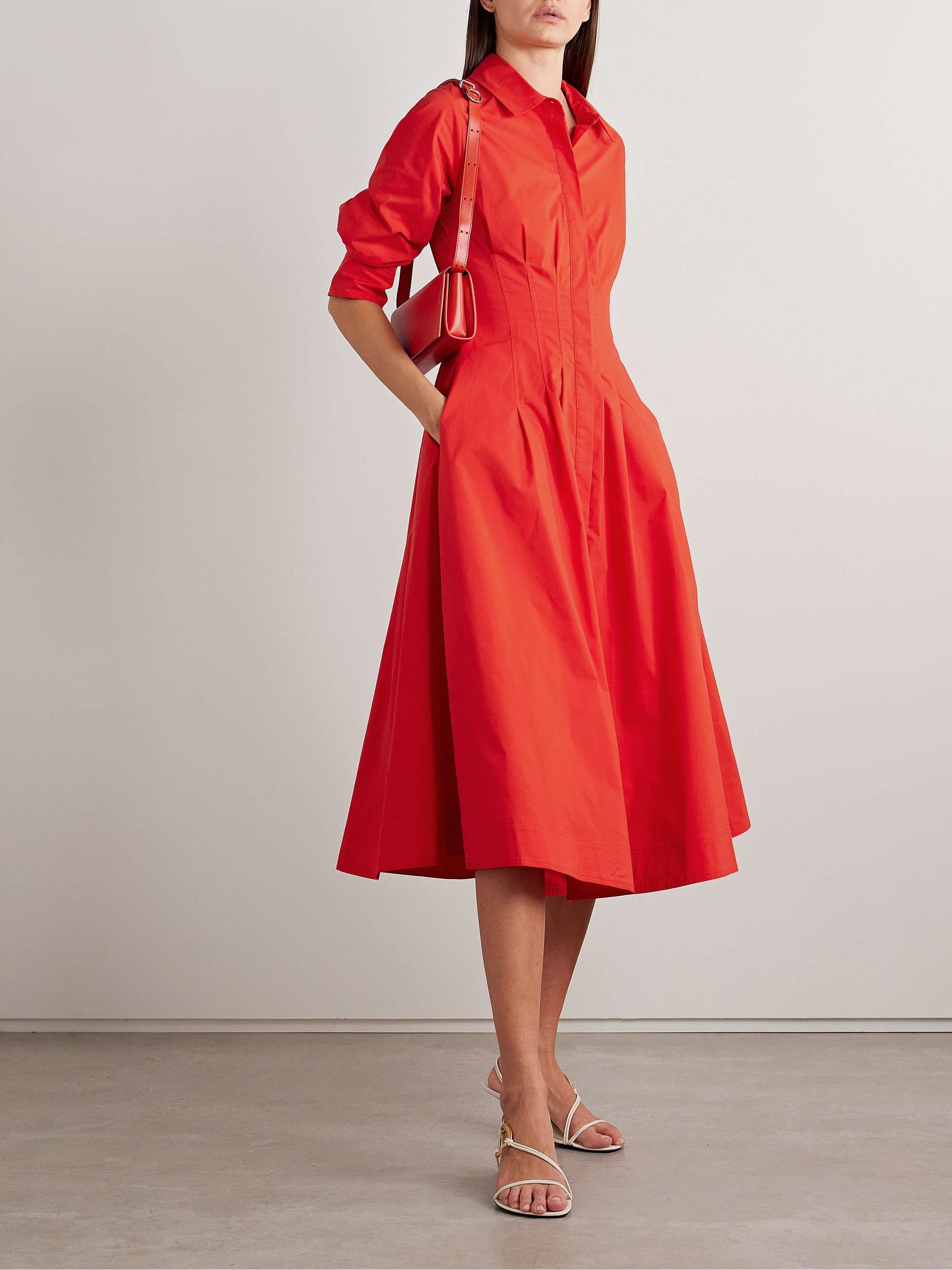 Jazz pleated cotton-blend poplin midi shirt dress view