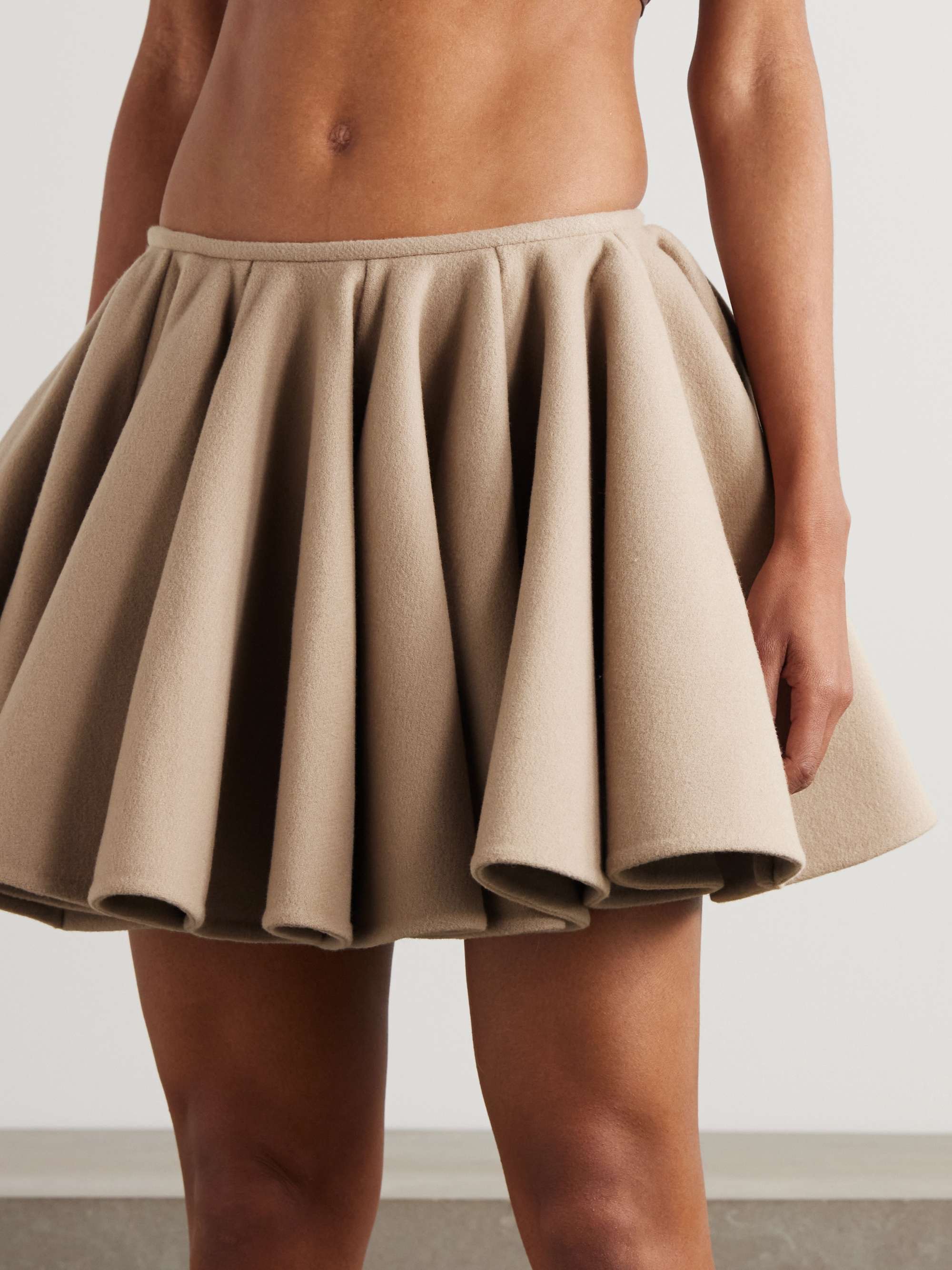 Pleated brushed wool and cashmere-blend mini skirt view