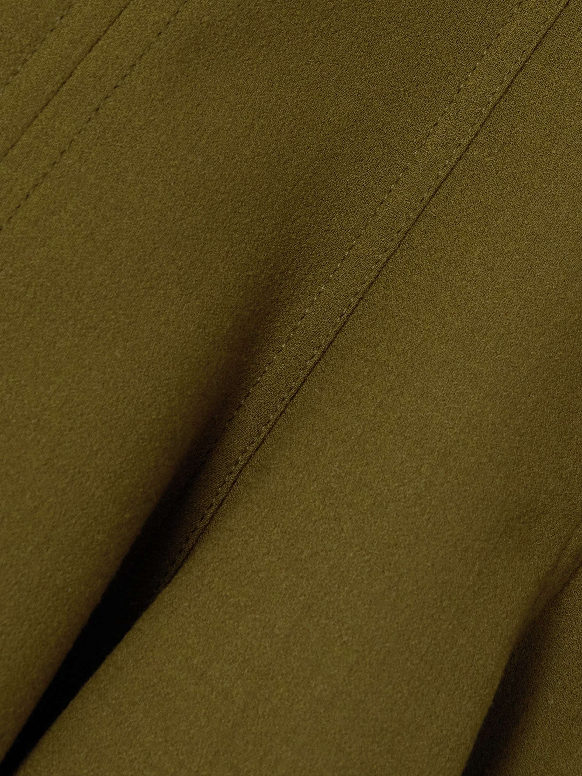 Paneled pleated wool-crepe midi skirt view