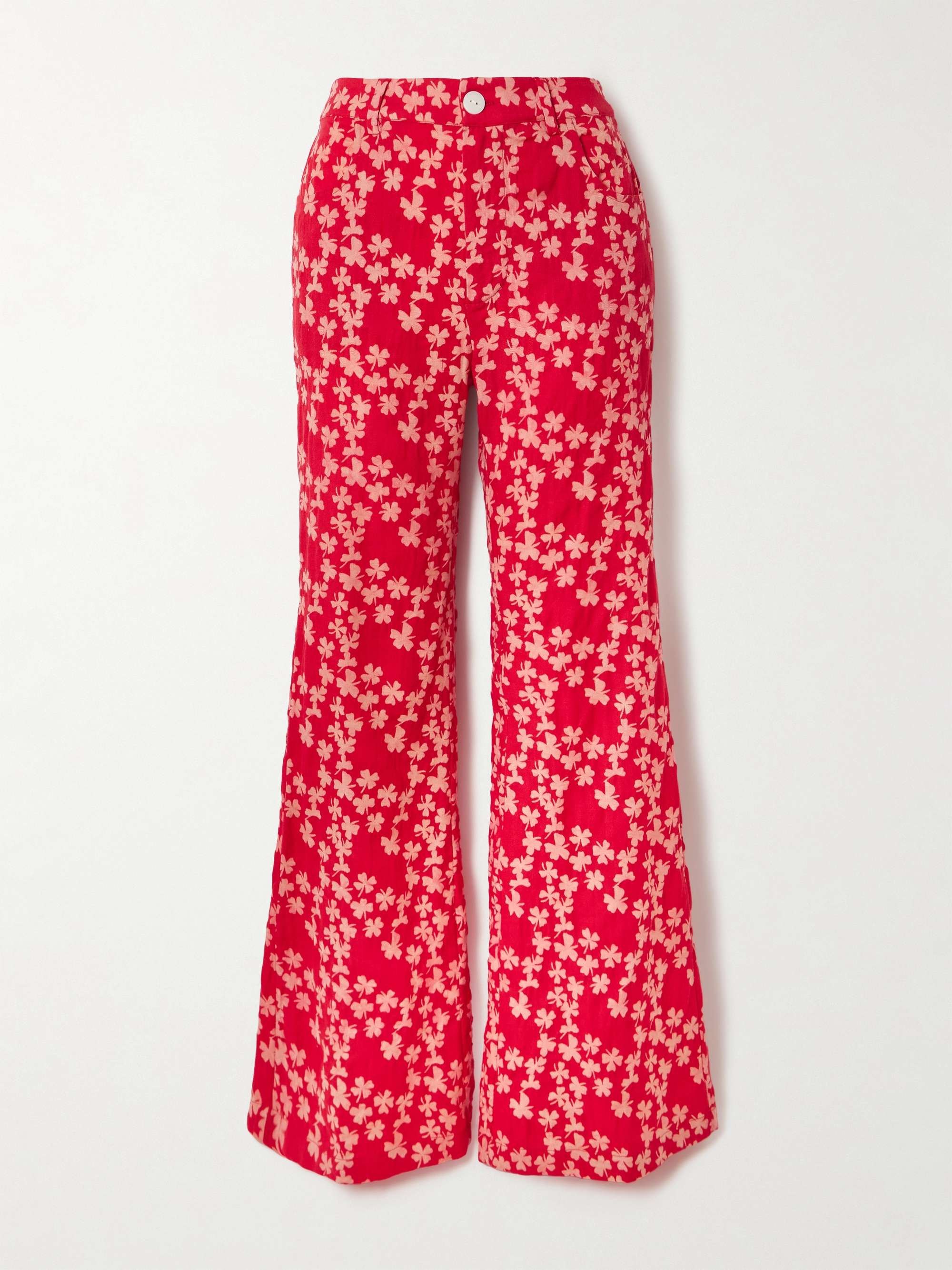 Bunny printed wool-jacquard flared pants hero visual