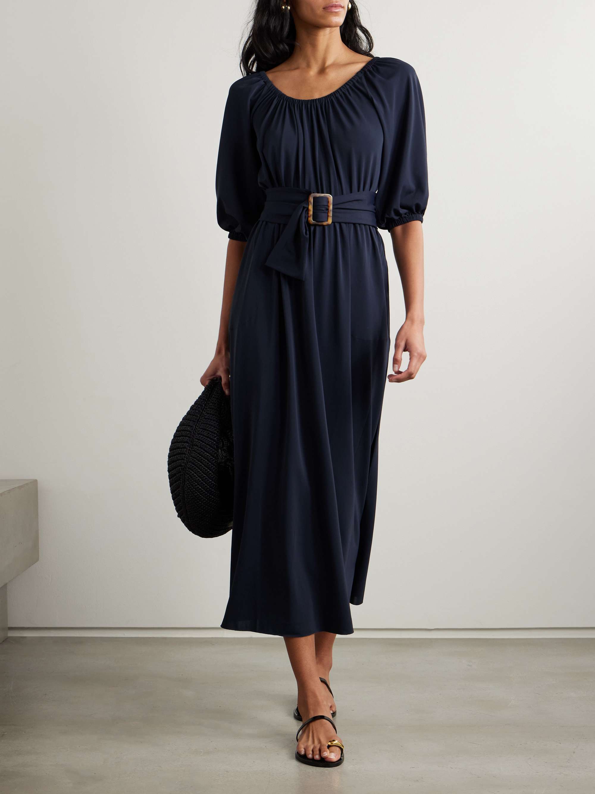 Gabriela belted gathered stretch-jersey midi dress view