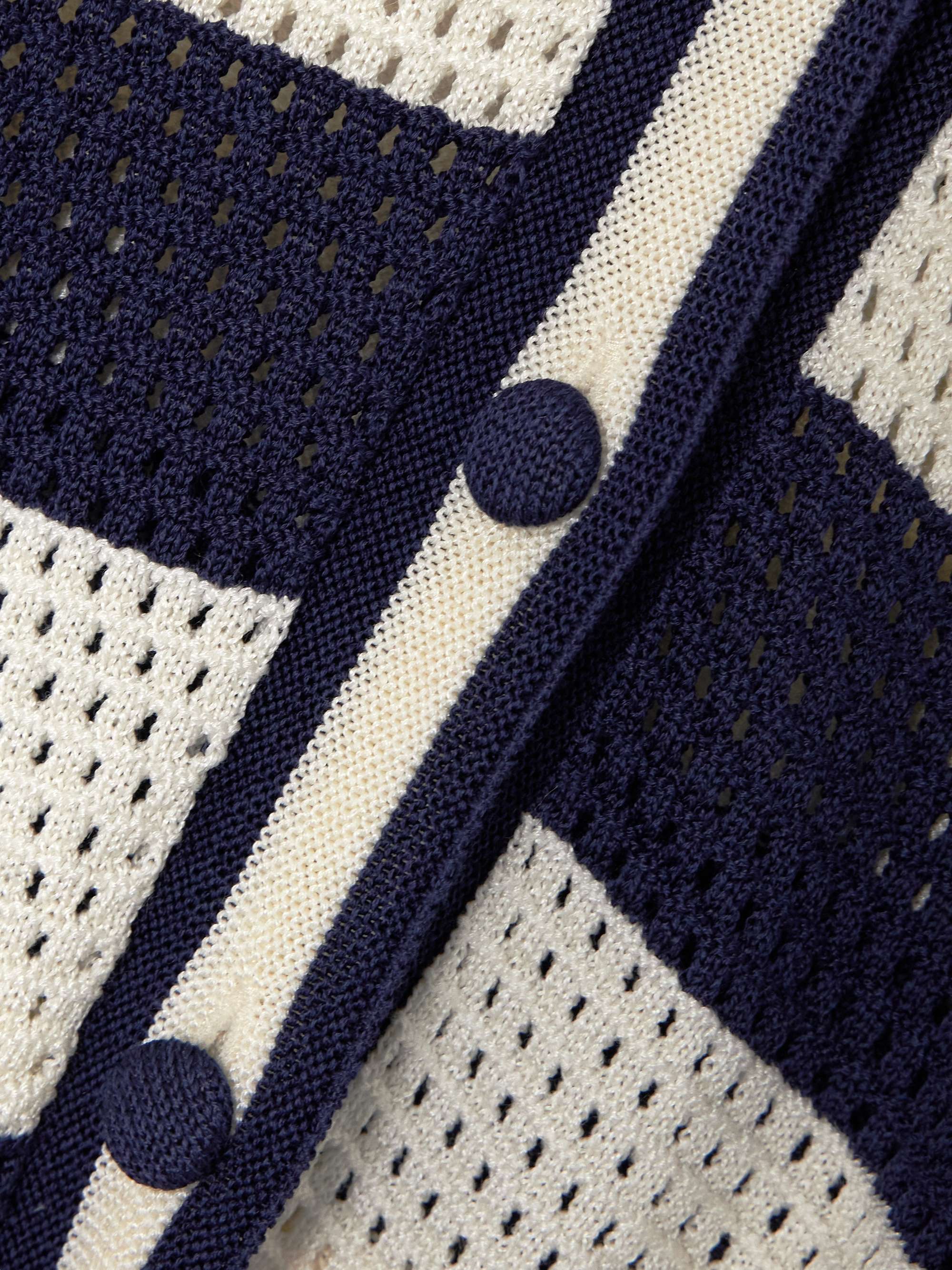Bayadere Mouette striped open-knit cotton-blend polo shirt view