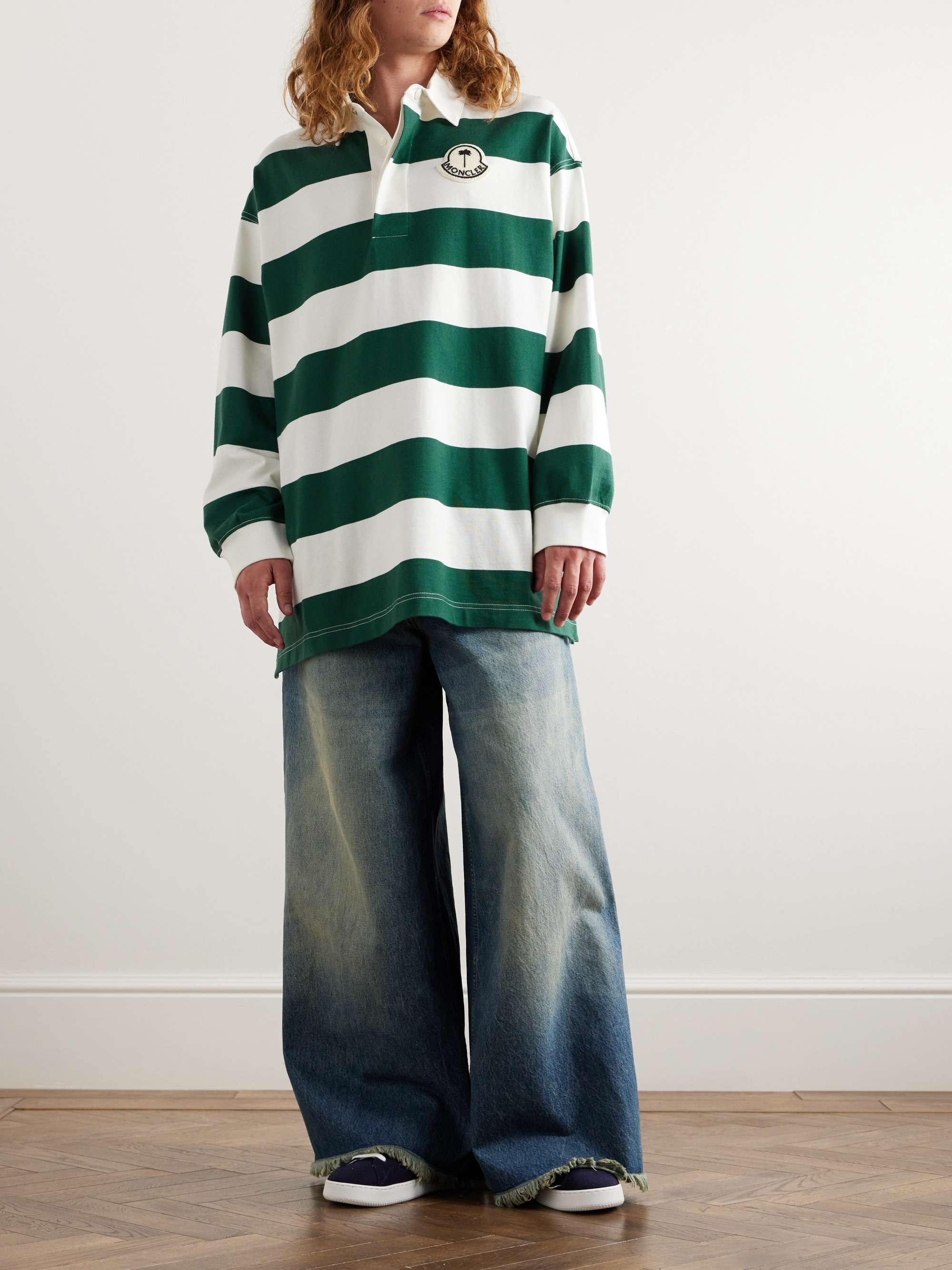 + Palm Angels Oversized Logo-Appliquéd Cotton-Jersey Polo Shirt view