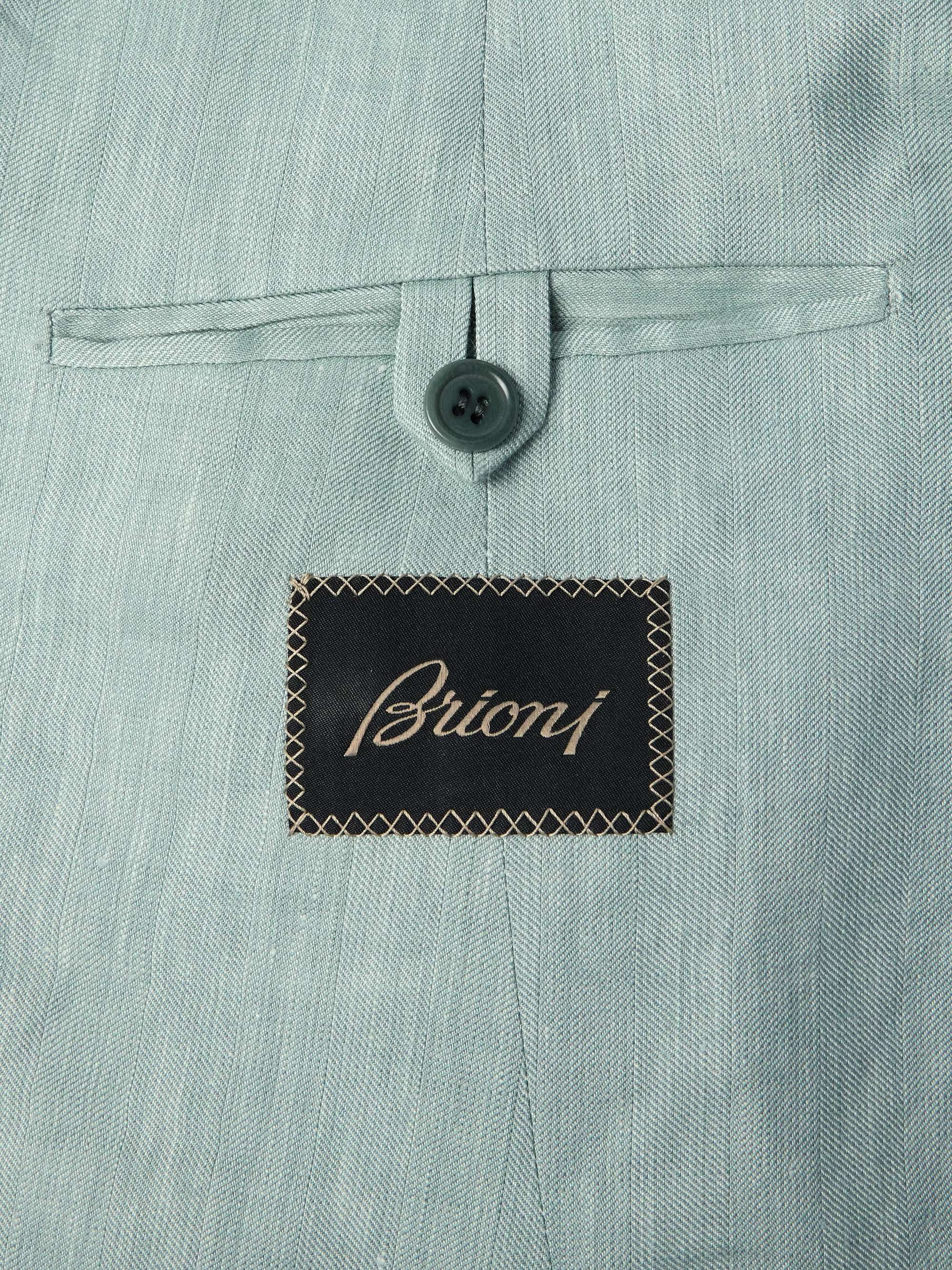 Double-Breasted Herringbone Linen, Wool and Silk-Blend Suit Jacket view