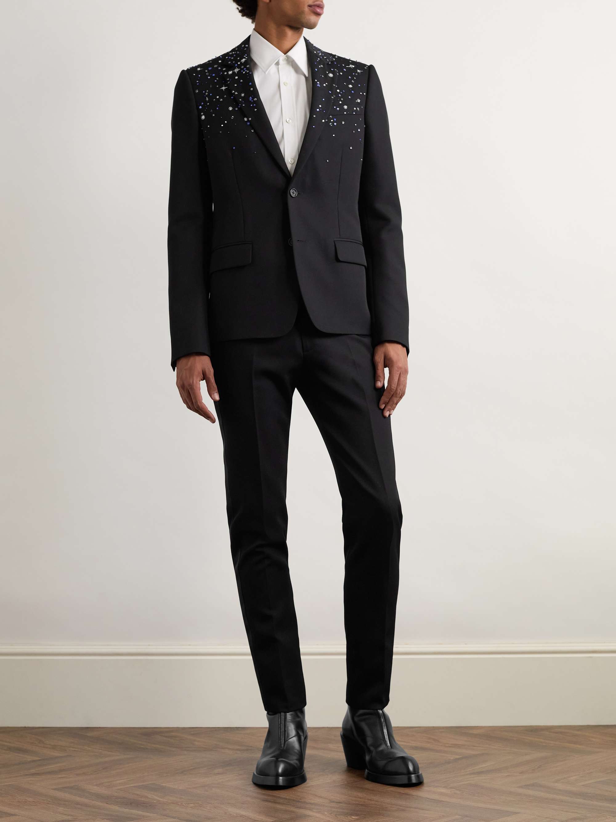 Slim-Fit Crystal-Embellished Wool Blazer view