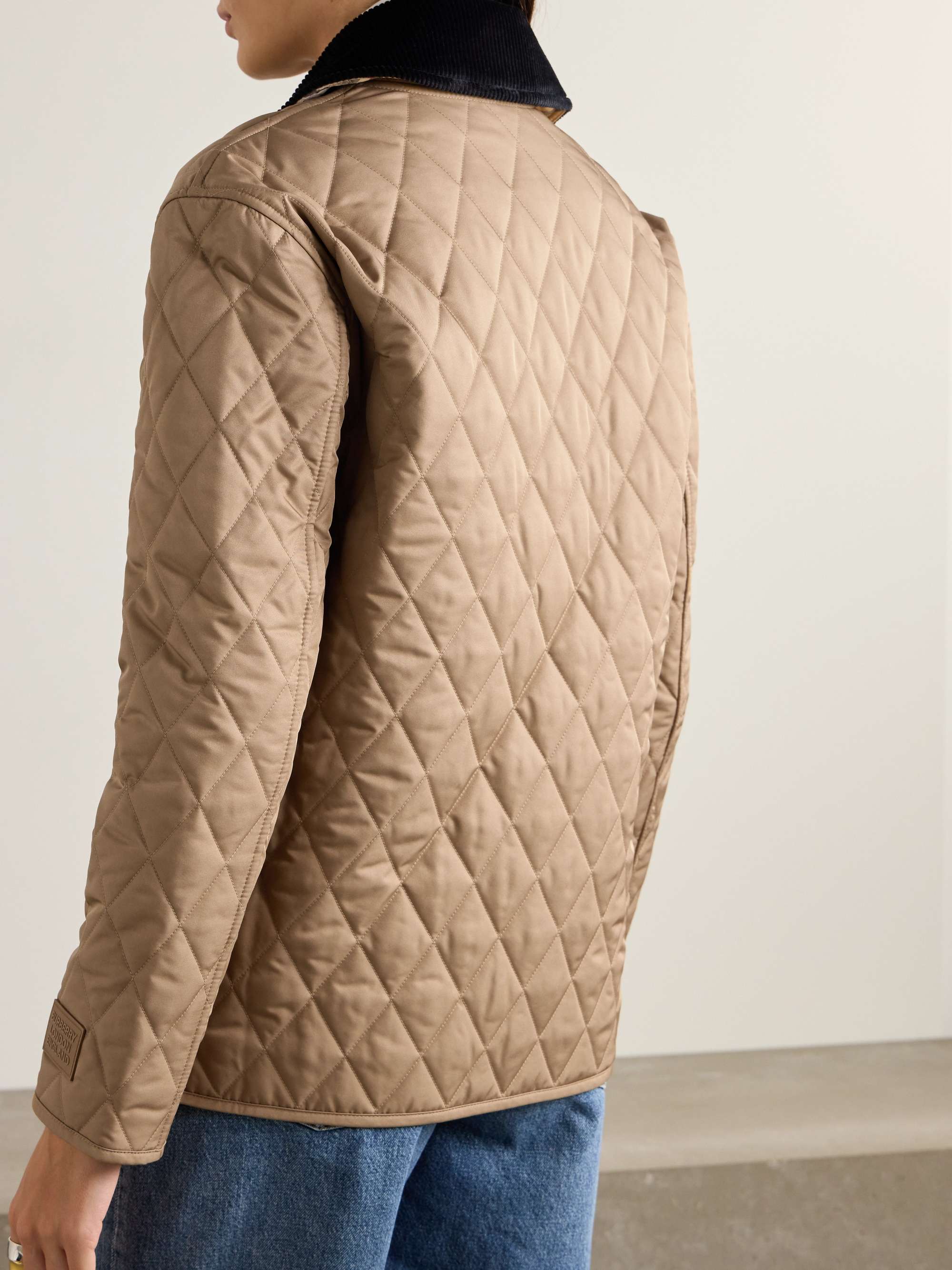 Corduroy-trimmed quilted shell jacket view