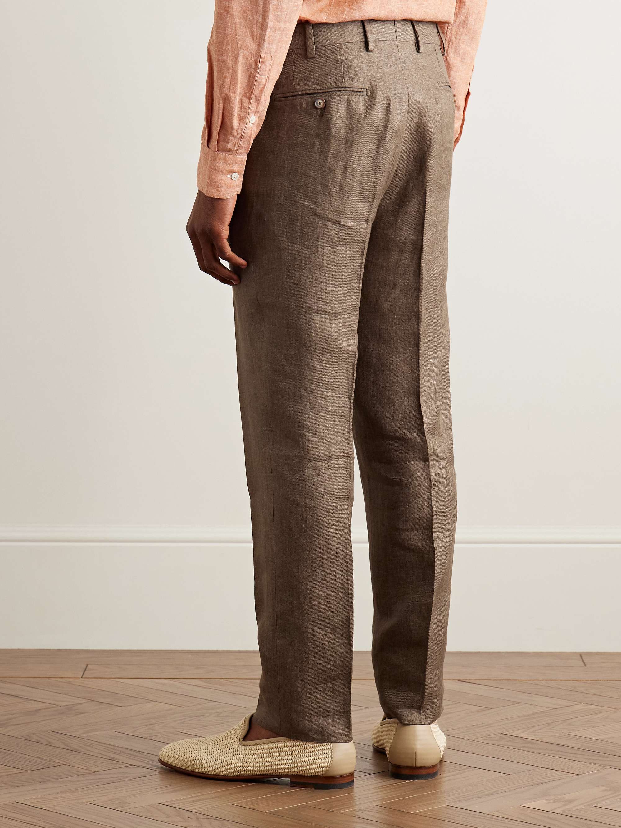 Slim-Fit Linen Suit Trousers view