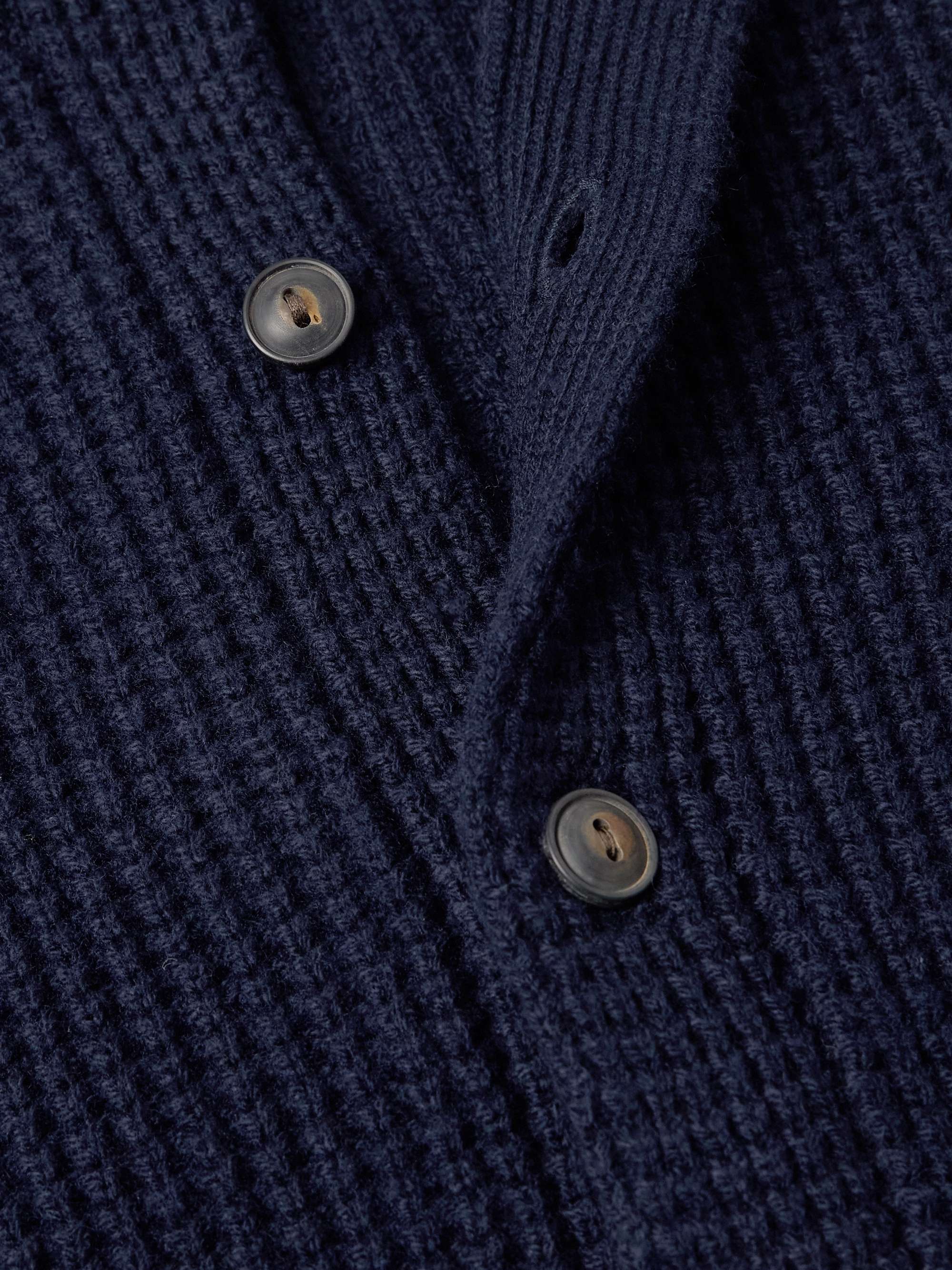 Waffle-Knit Wool and Cotton-Blend Cardigan view