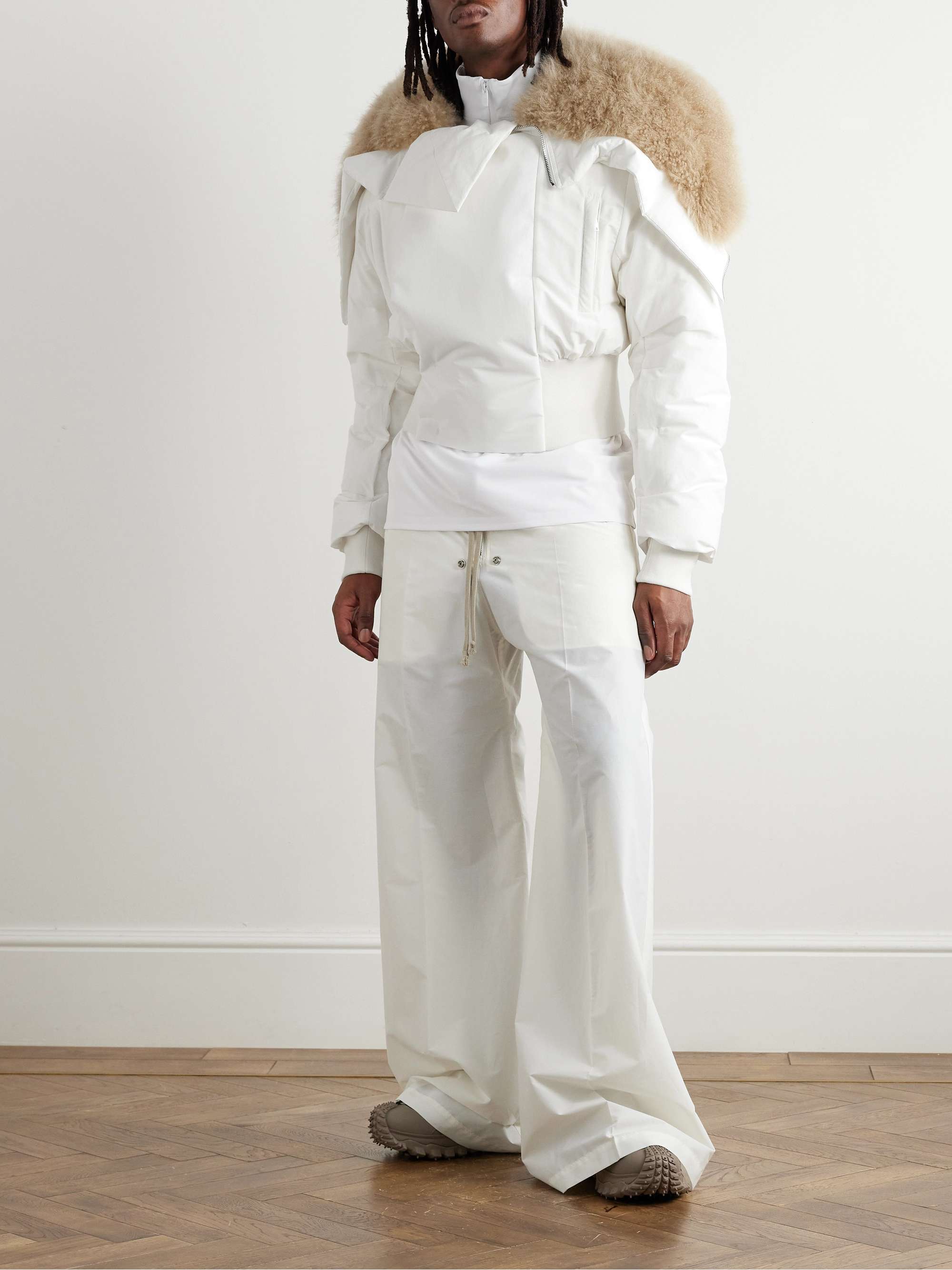 + Moncler Alice Logo-Appliquéd Shearling-Trimmed Cotton and Nylon-Blend Hooded Down Jacket view