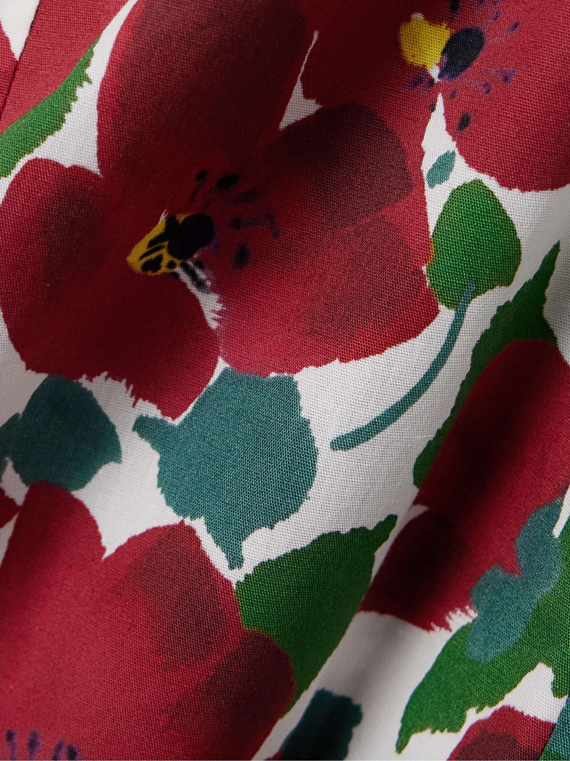 Belted floral-print cotton-blend midi shirt dress view