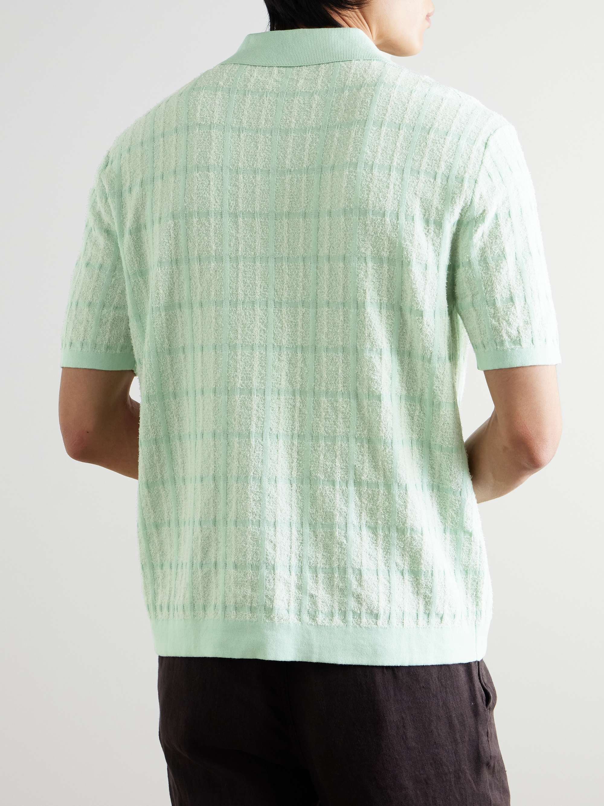 Checked Organic Cotton-Blend Jacquard Polo Shirt view