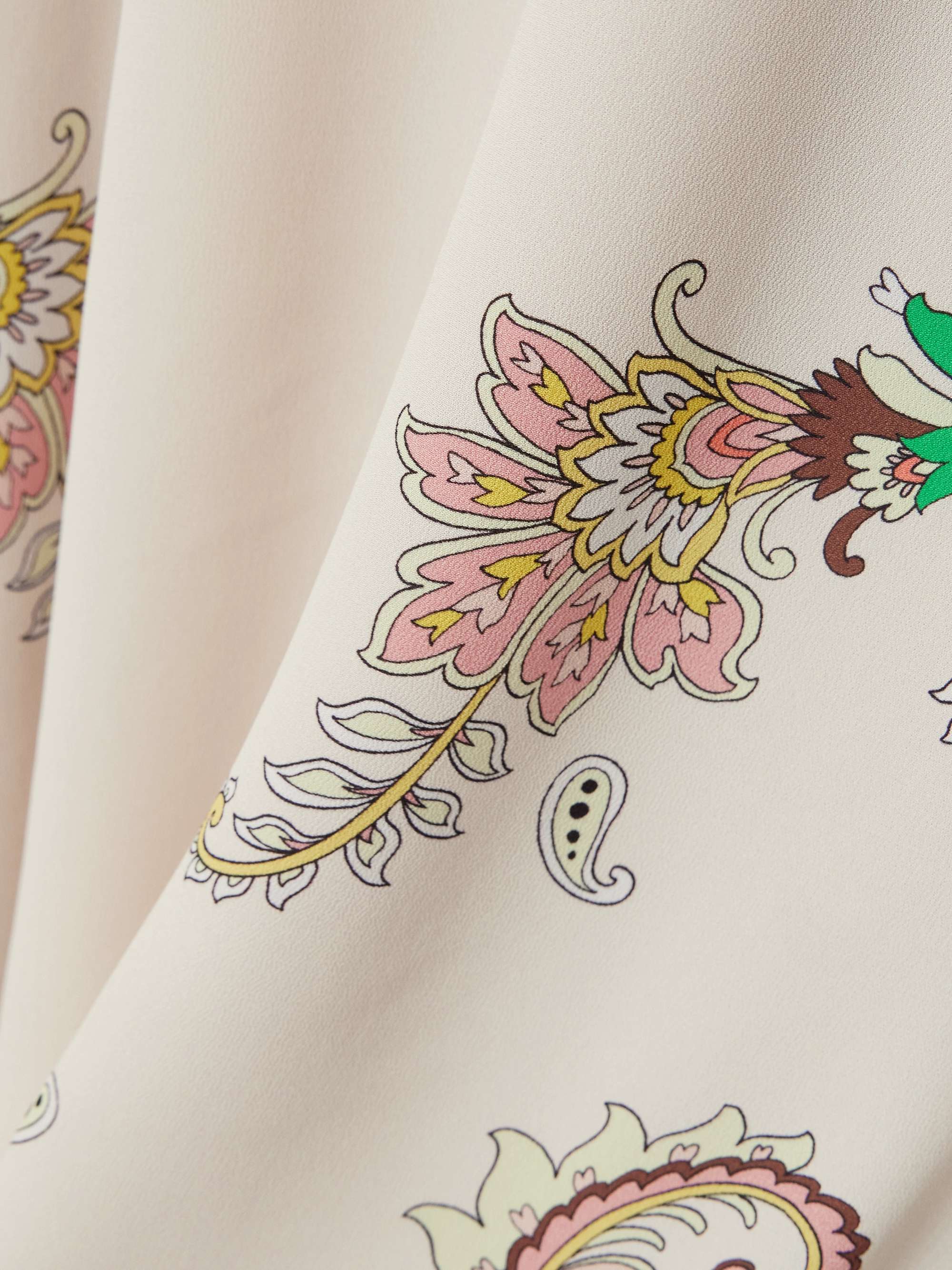Lace-trimmed printed crepe de chine midi dress view