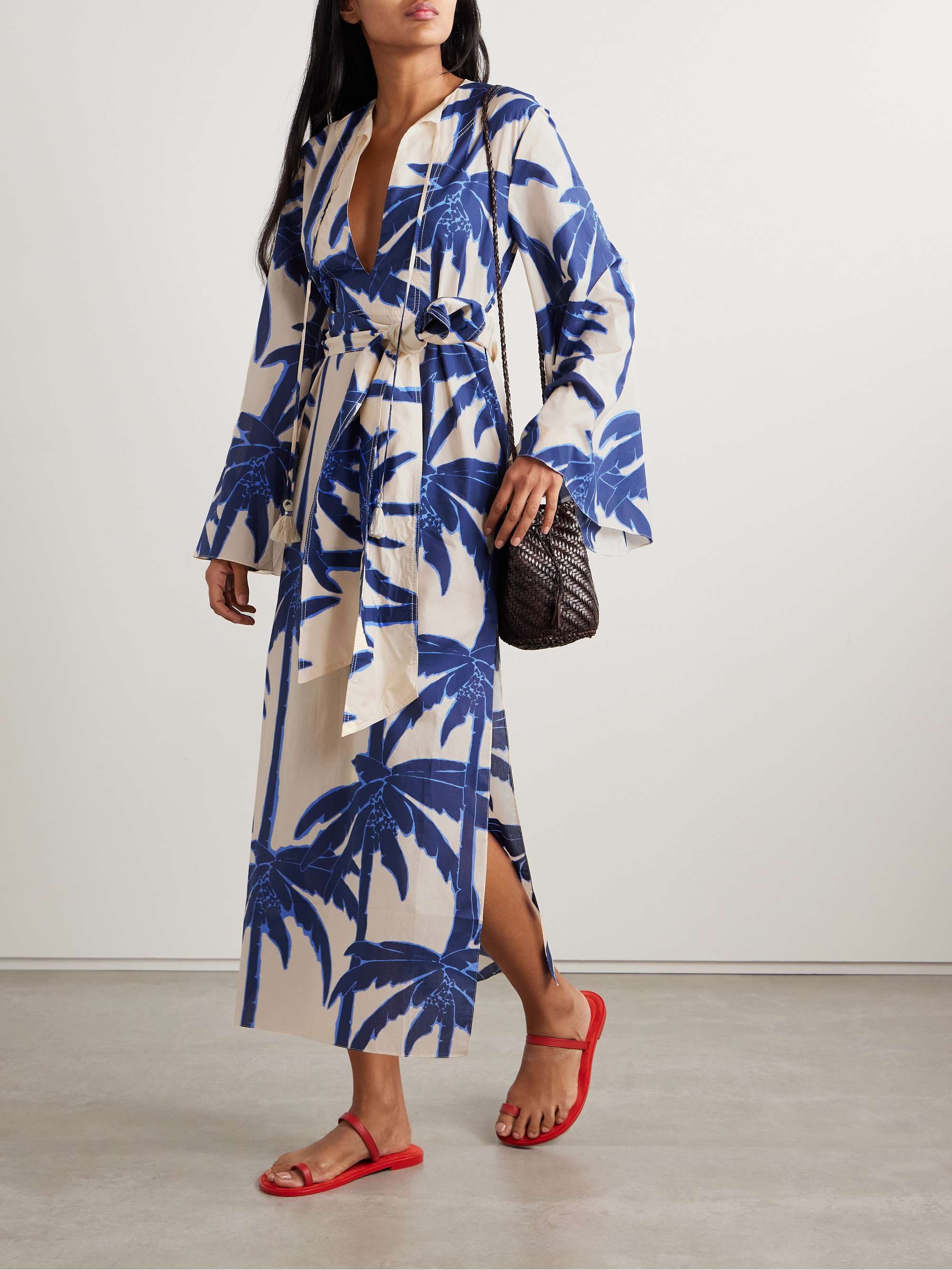 Sotaviento belted printed cotton-voile midi dress view