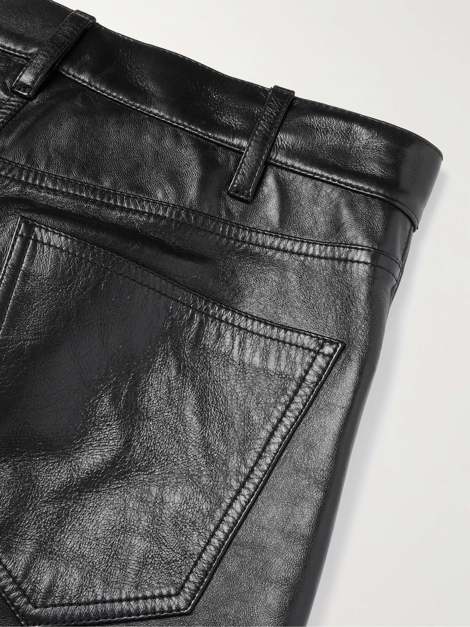 Panelled Full-Grain Leather Trousers view