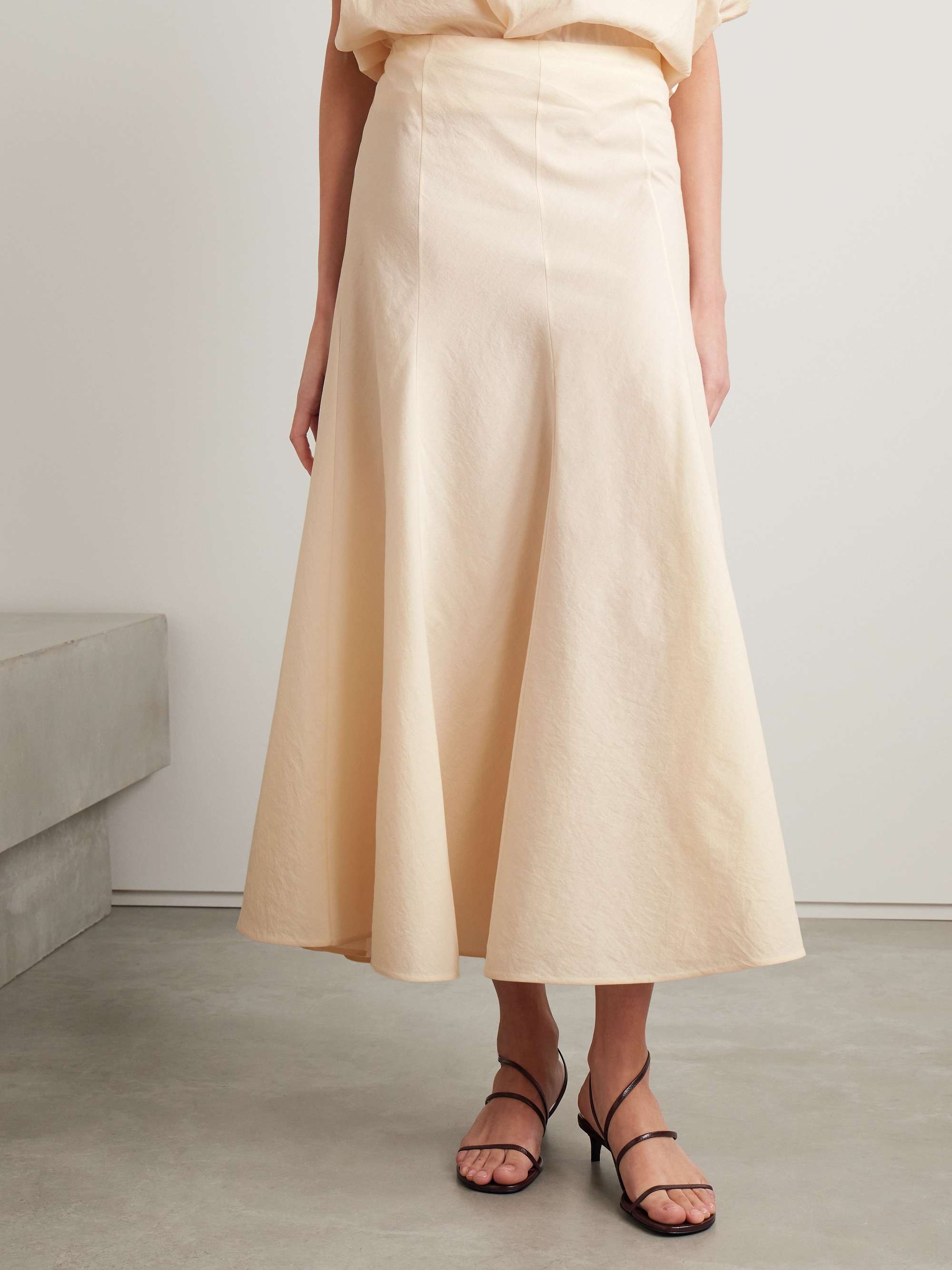 Lenno silk and cotton-blend midi skirt view