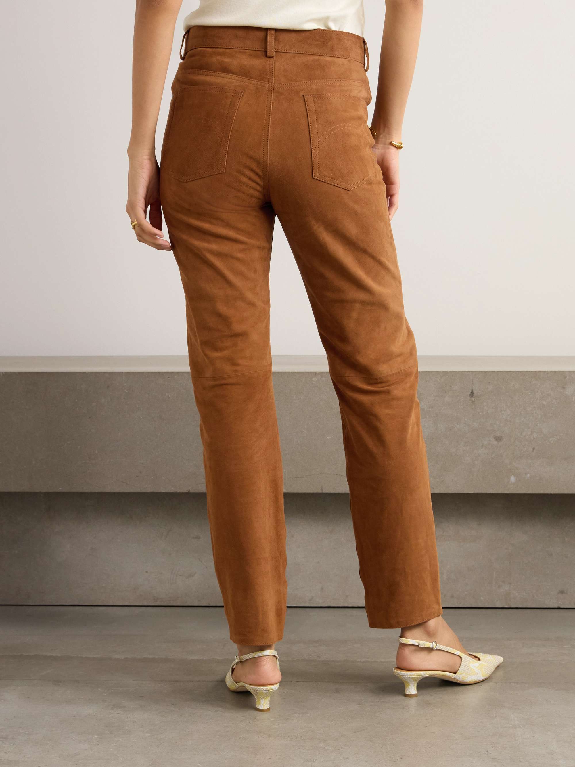Viva Paso paneled suede straight-leg pants view