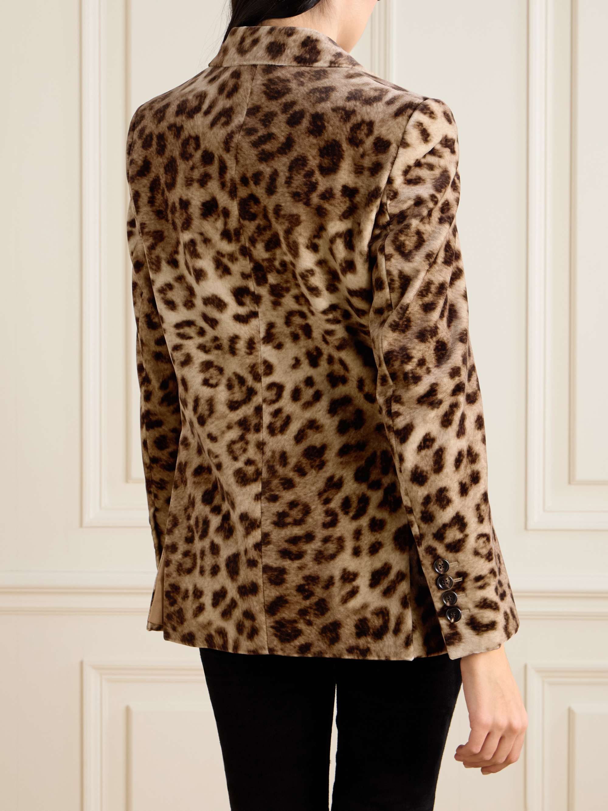 Leopard-print cotton-velvet blazer view