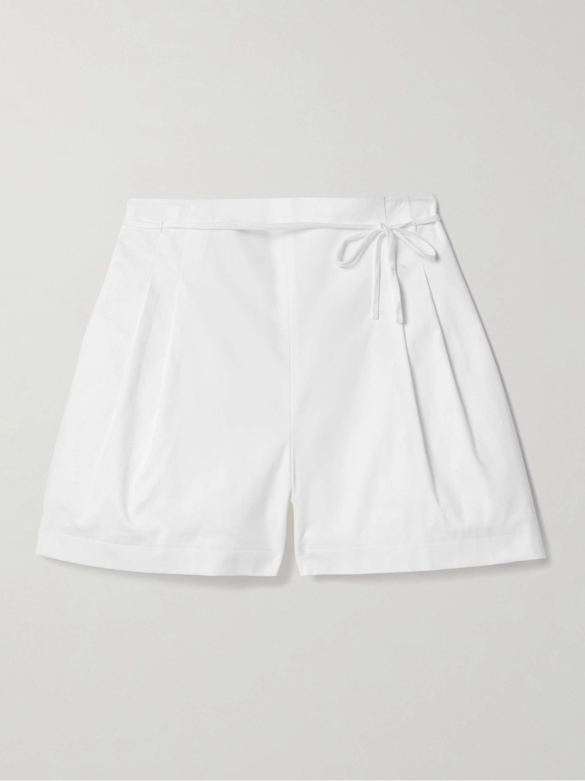 Belted pleated cotton-blend shorts hero visual