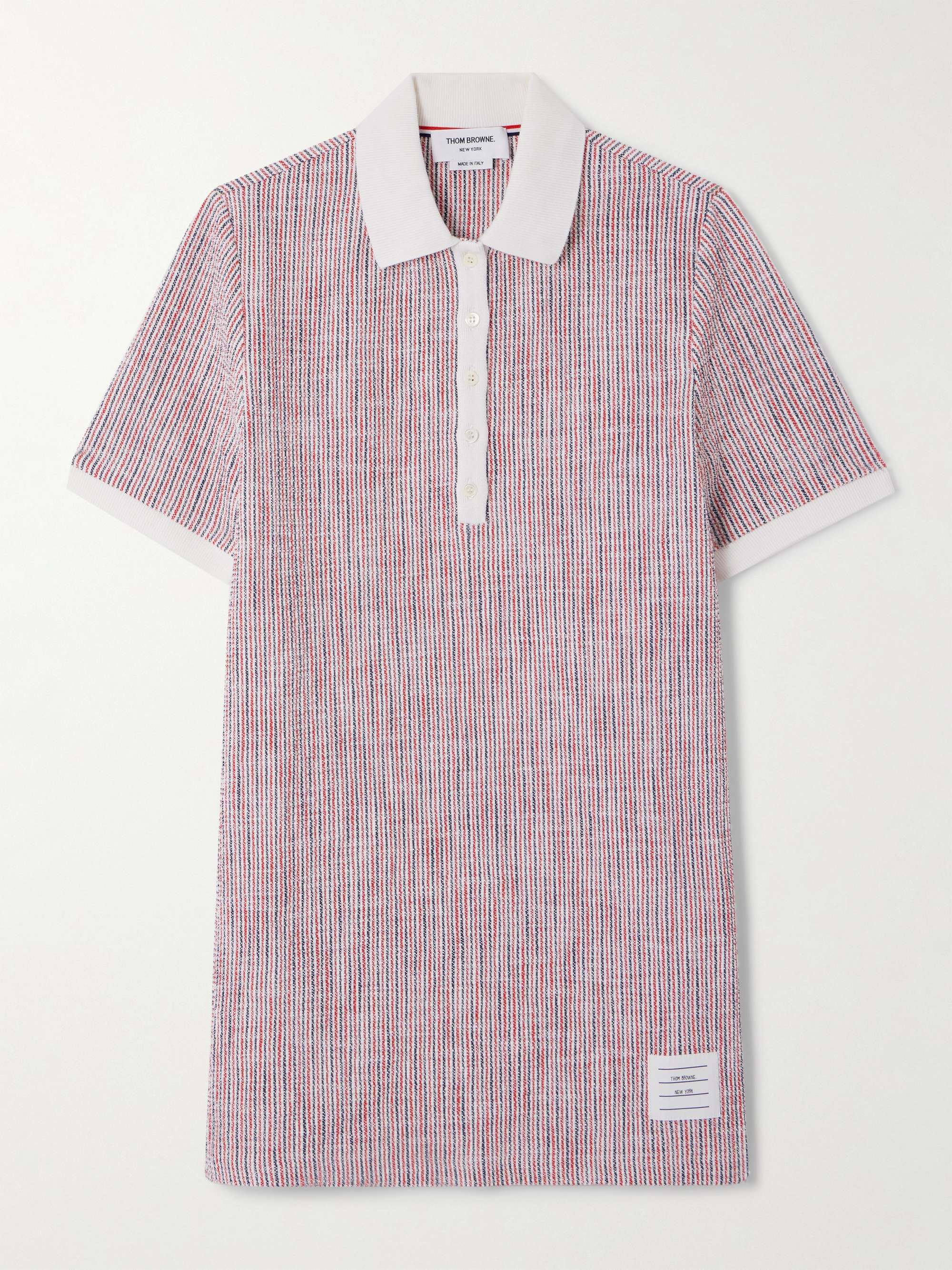 Appliquéd striped cotton-blend tweed mini dress hero visual