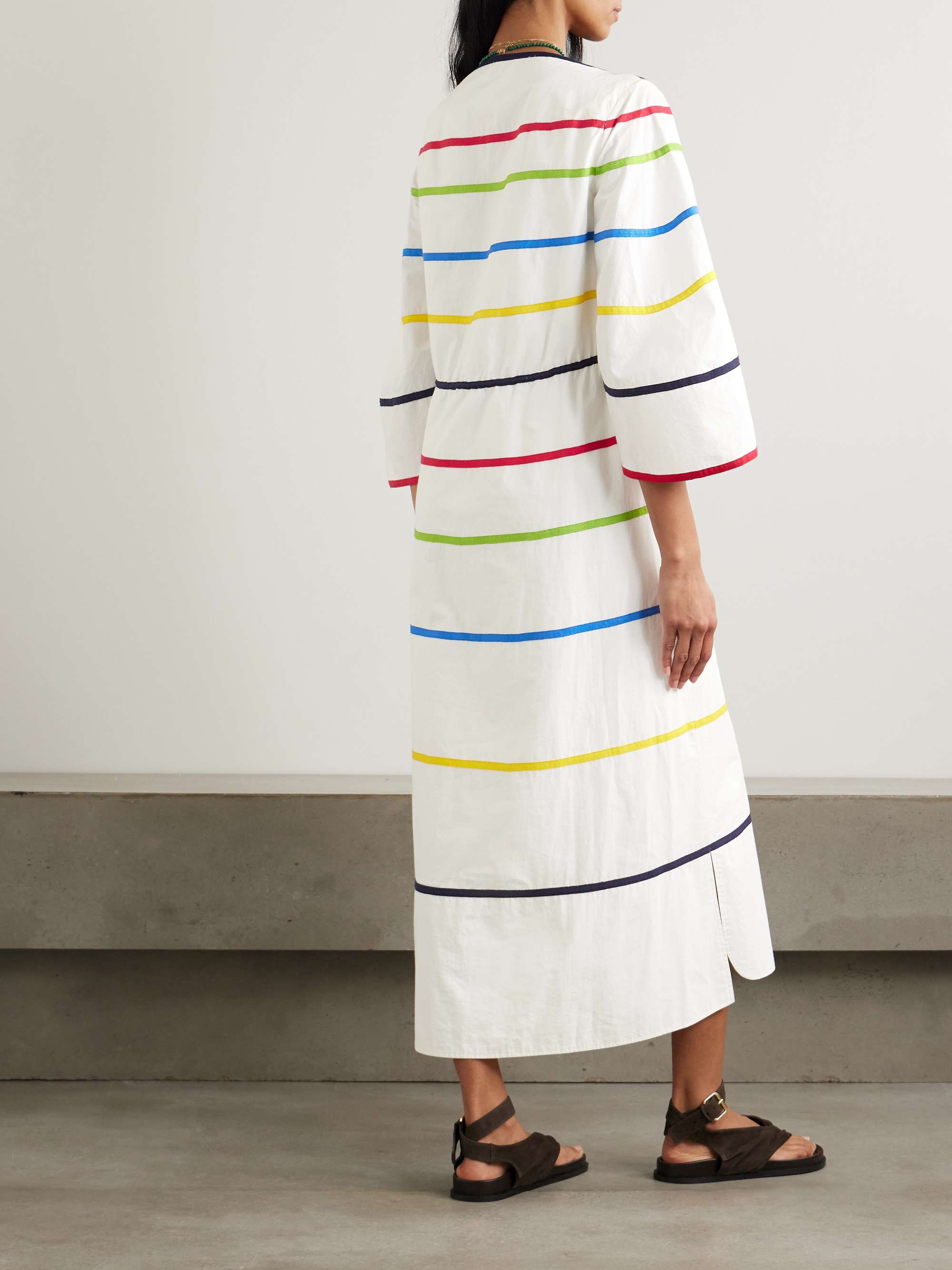 Ribbon grosgrain-trimmed cotton-poplin midi dress view