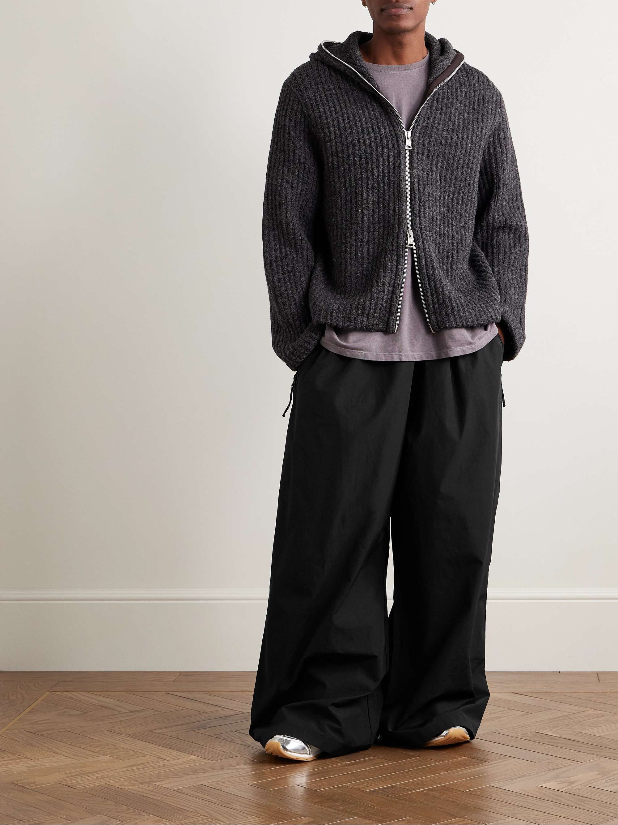 Wide-Leg Cotton and Nylon-Blend Trousers view