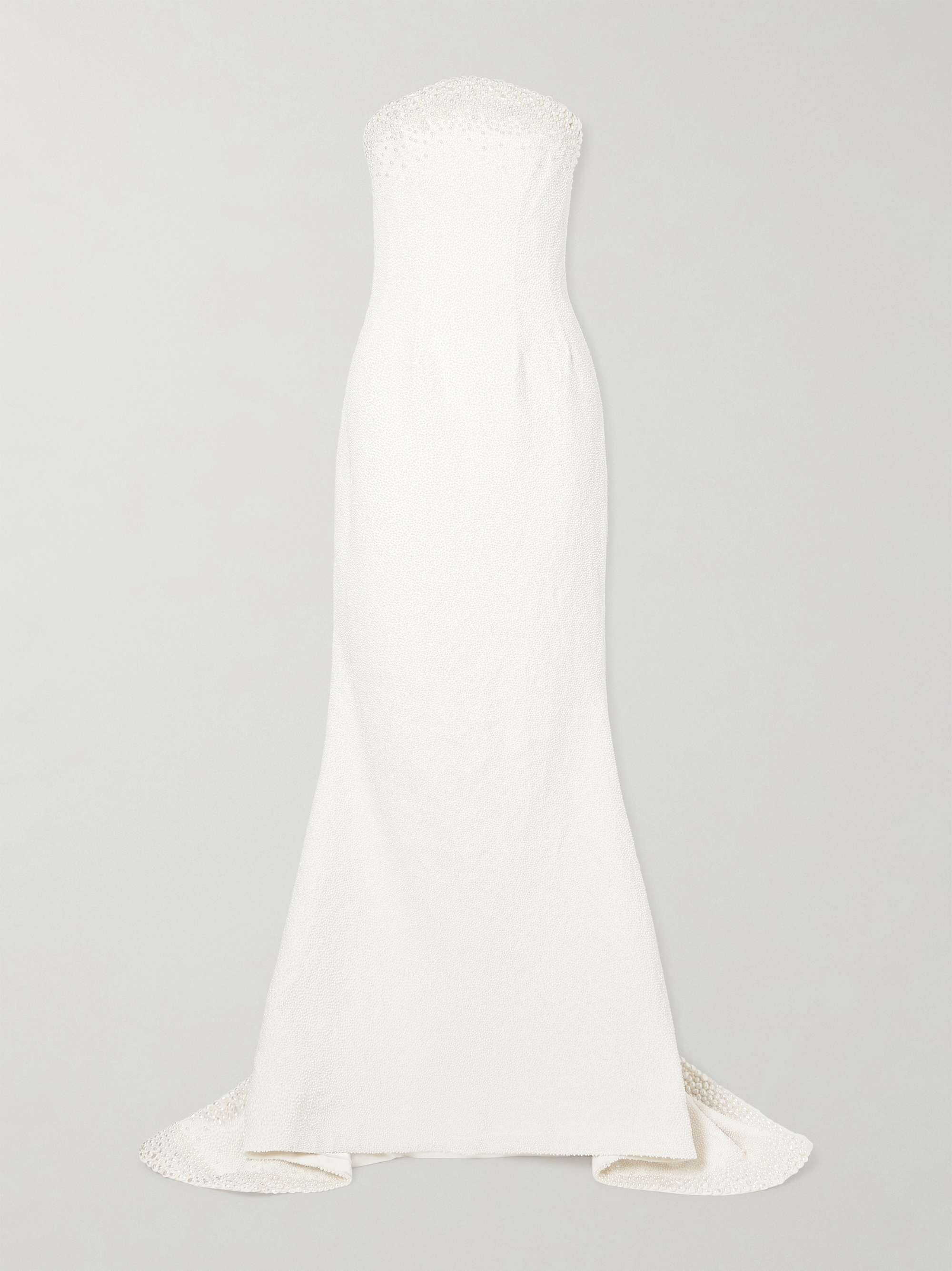 Olympia strapless faux pearl-embellished tulle gown hero visual