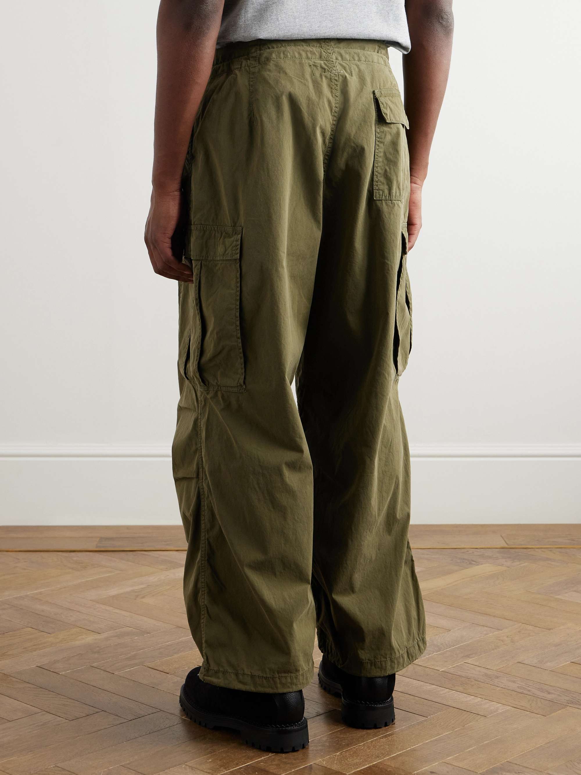 Wide-Leg Cotton-Blend Drawstring Cargo Trousers view