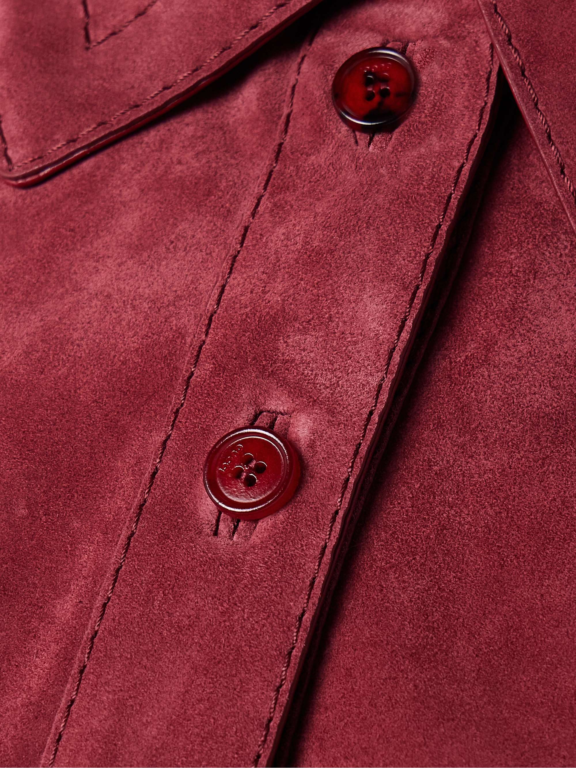 Belted leather-paneled suede mini dress view
