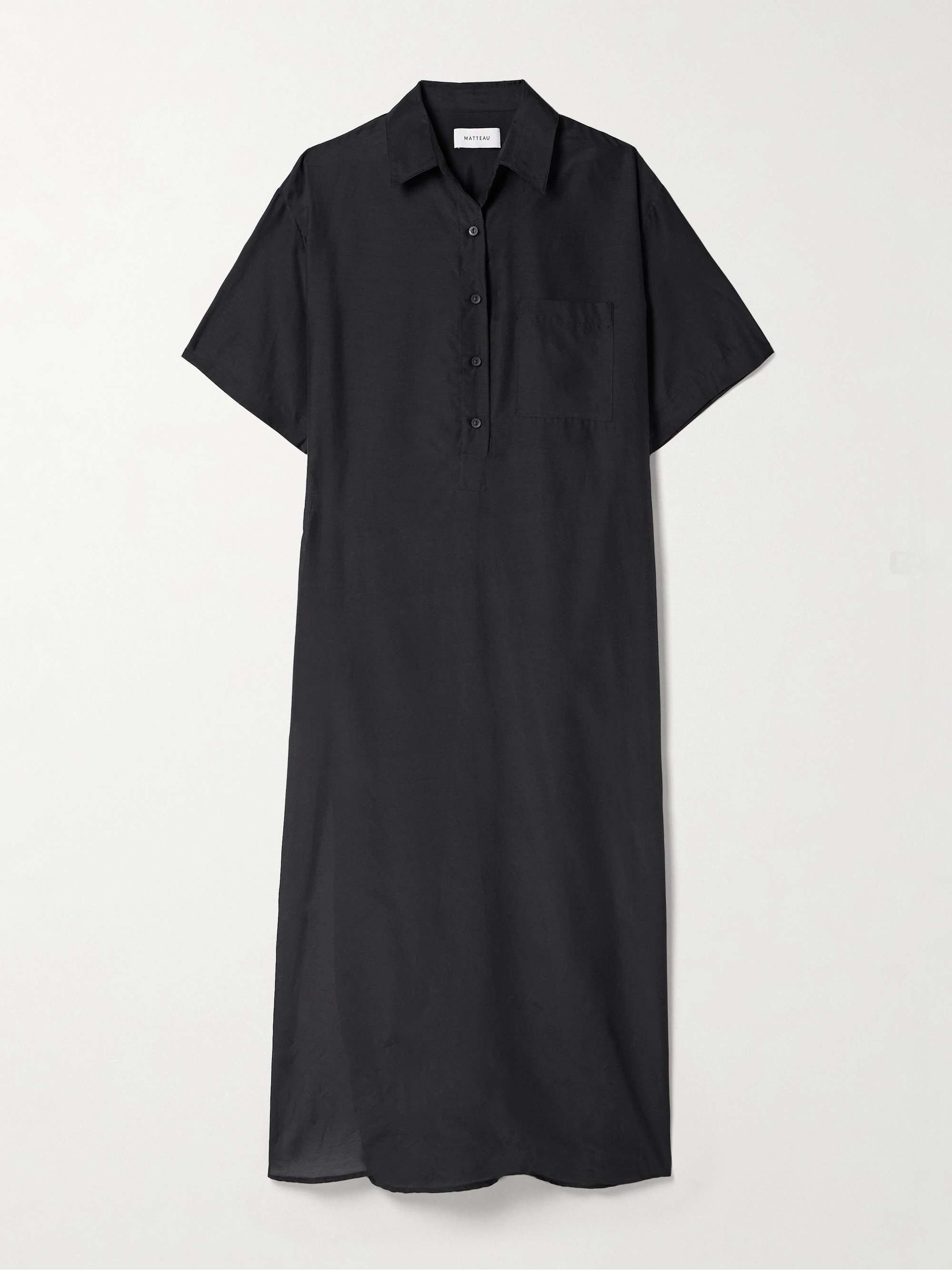 Oversized organic cotton and silk-blend midi shirt dress hero visual