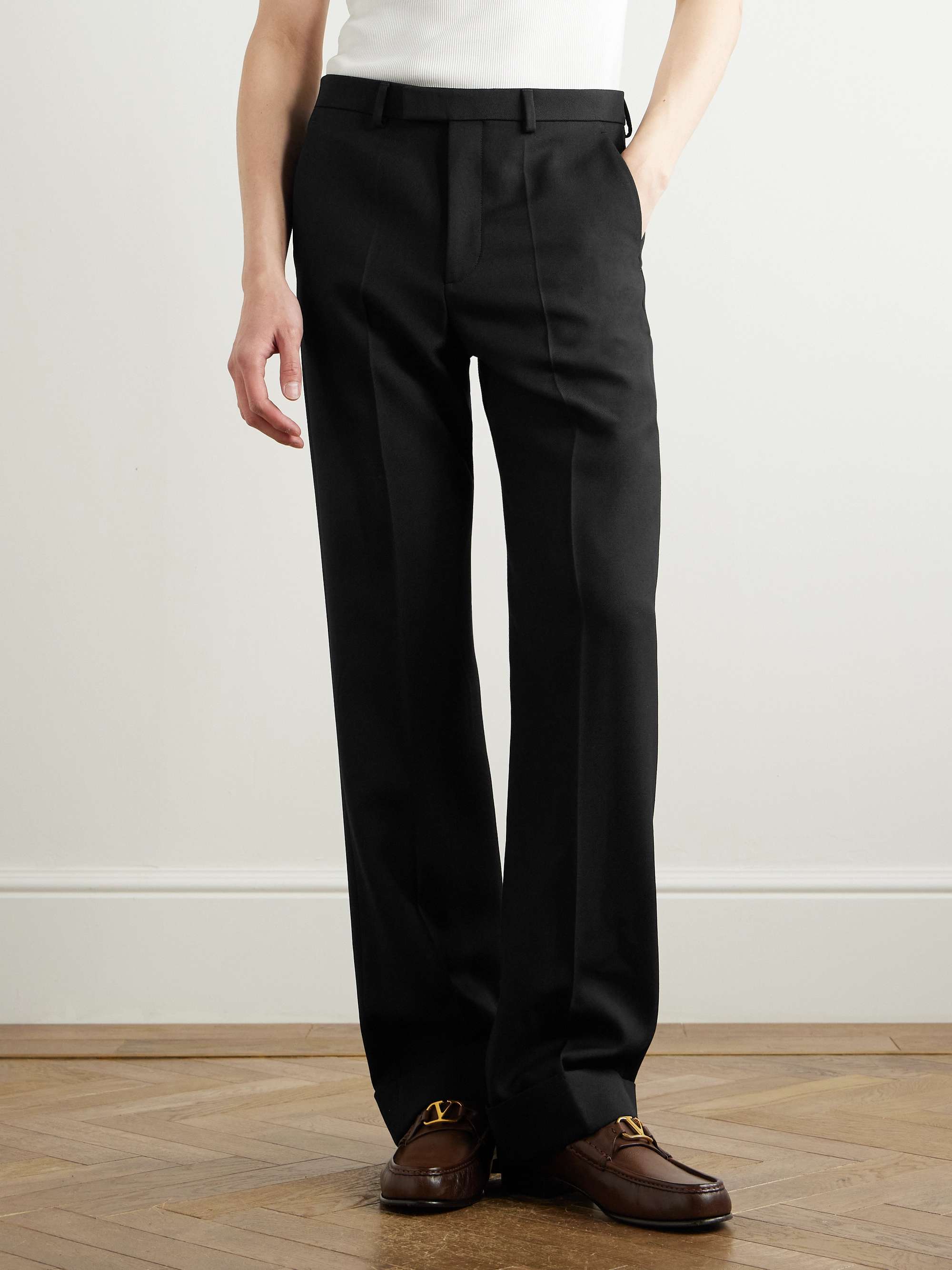 Straight-Leg Wool-Gabardine Trousers view