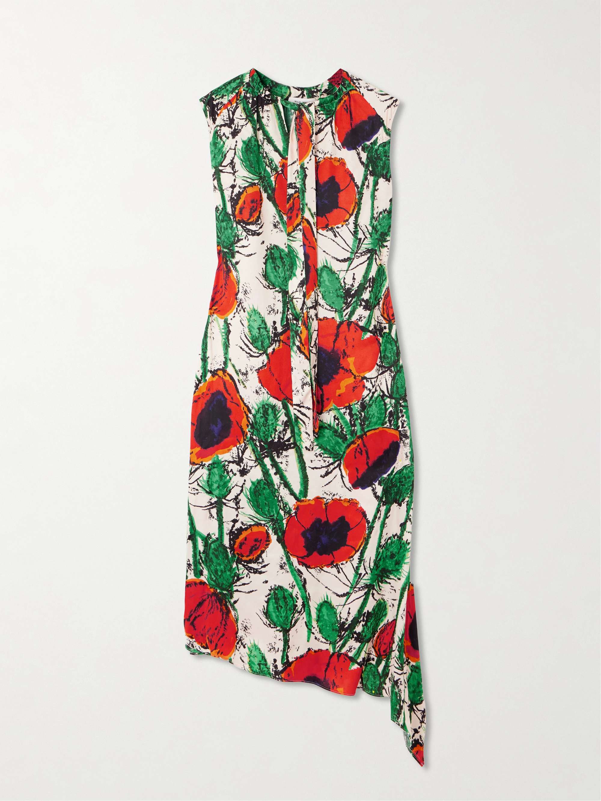 Calypso asymmetric floral-print twill dress hero visual