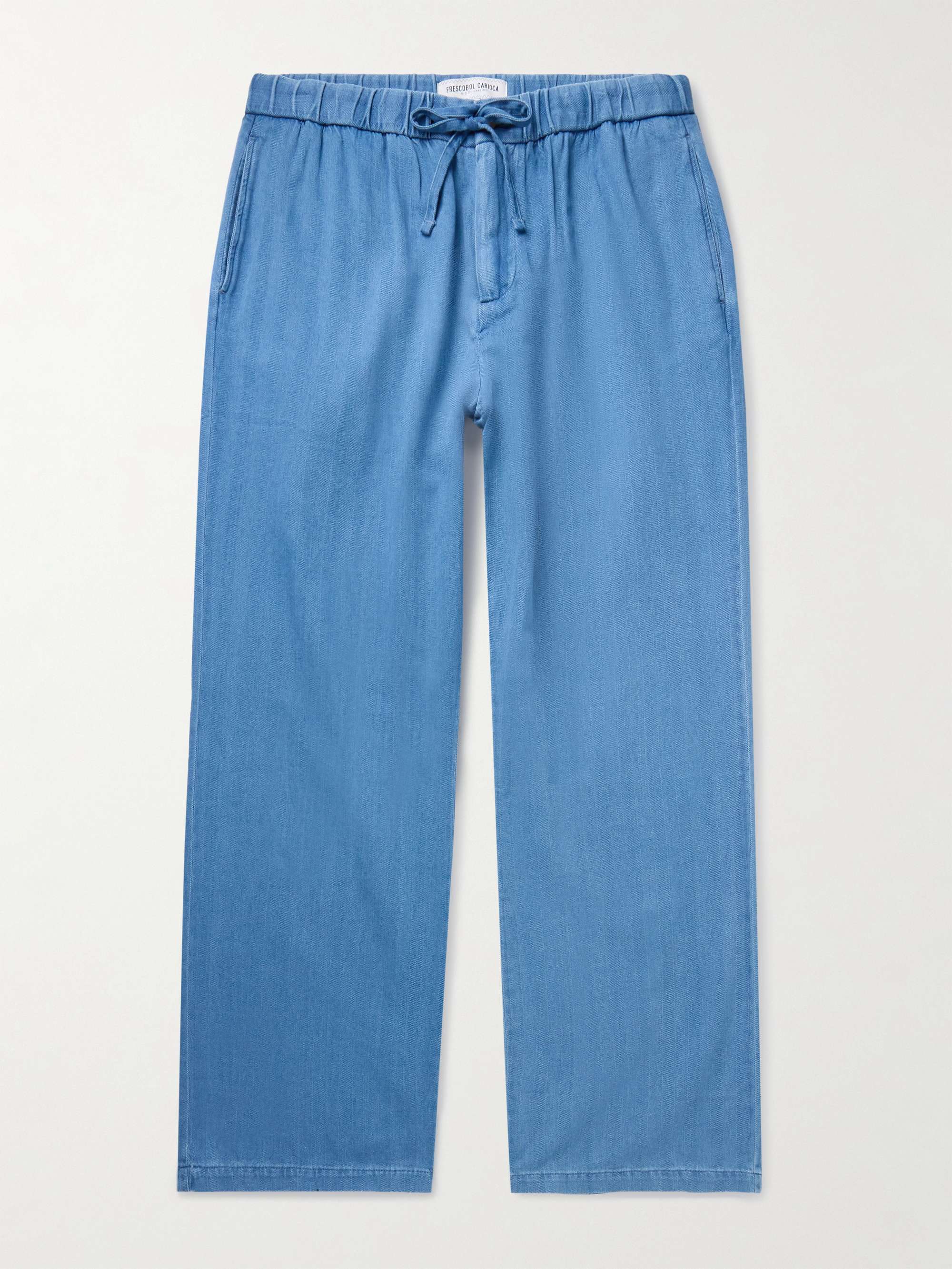 Rocha Straight-Leg Herringbone Cotton Drawstring Trousers hero visual